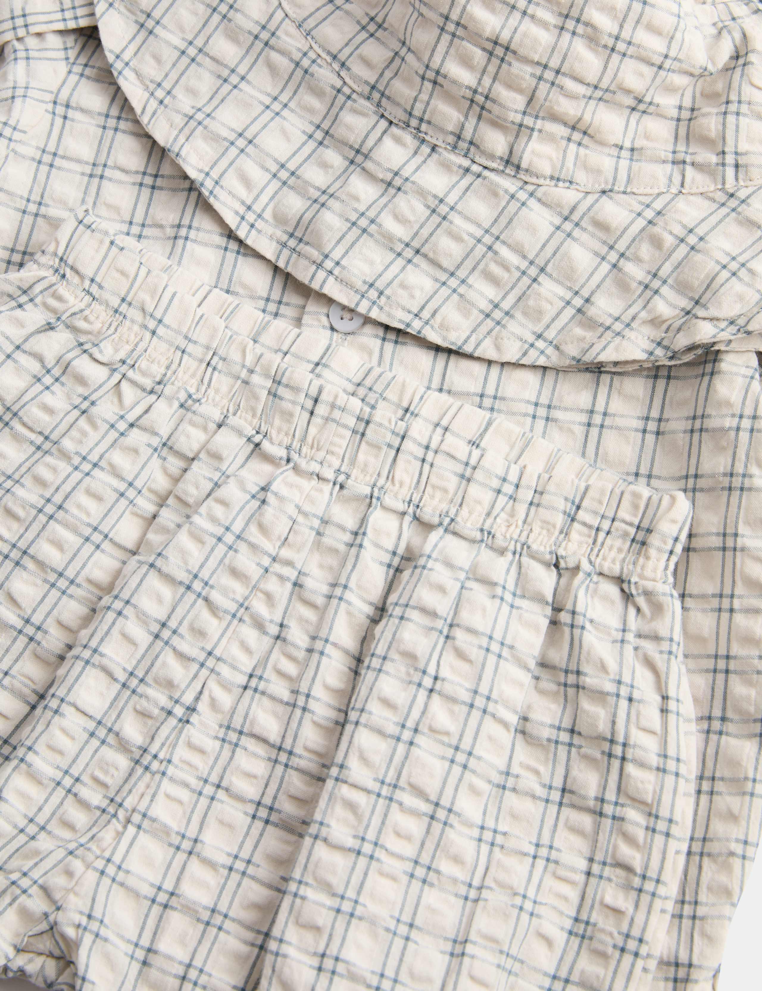 3 Piece Gingham Outfit & Hat Set (0-2 Yrs) 2 of 3