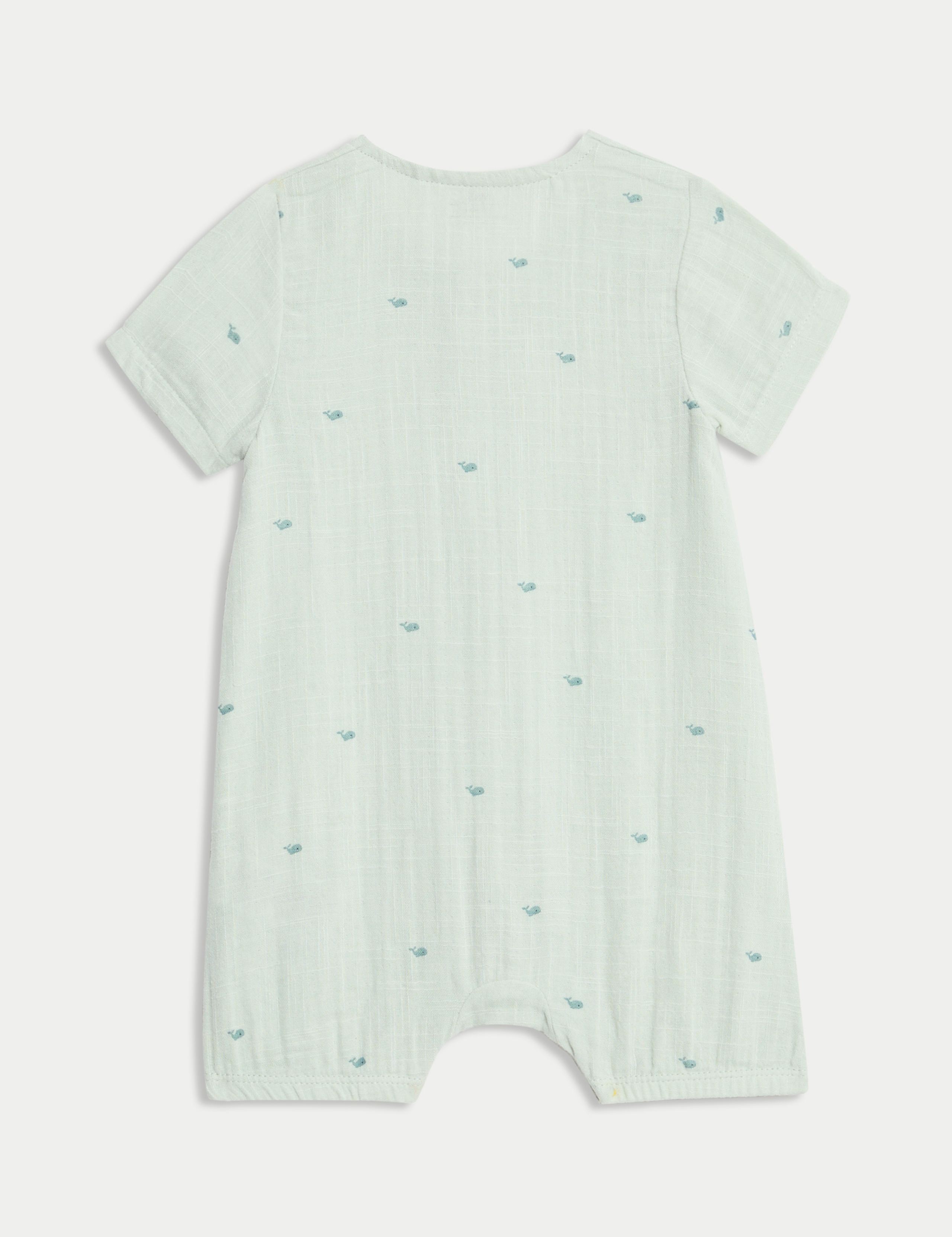 2pc Pure Cotton Whale Print Romper Set (7lbs-12 Mths) 2 of 4