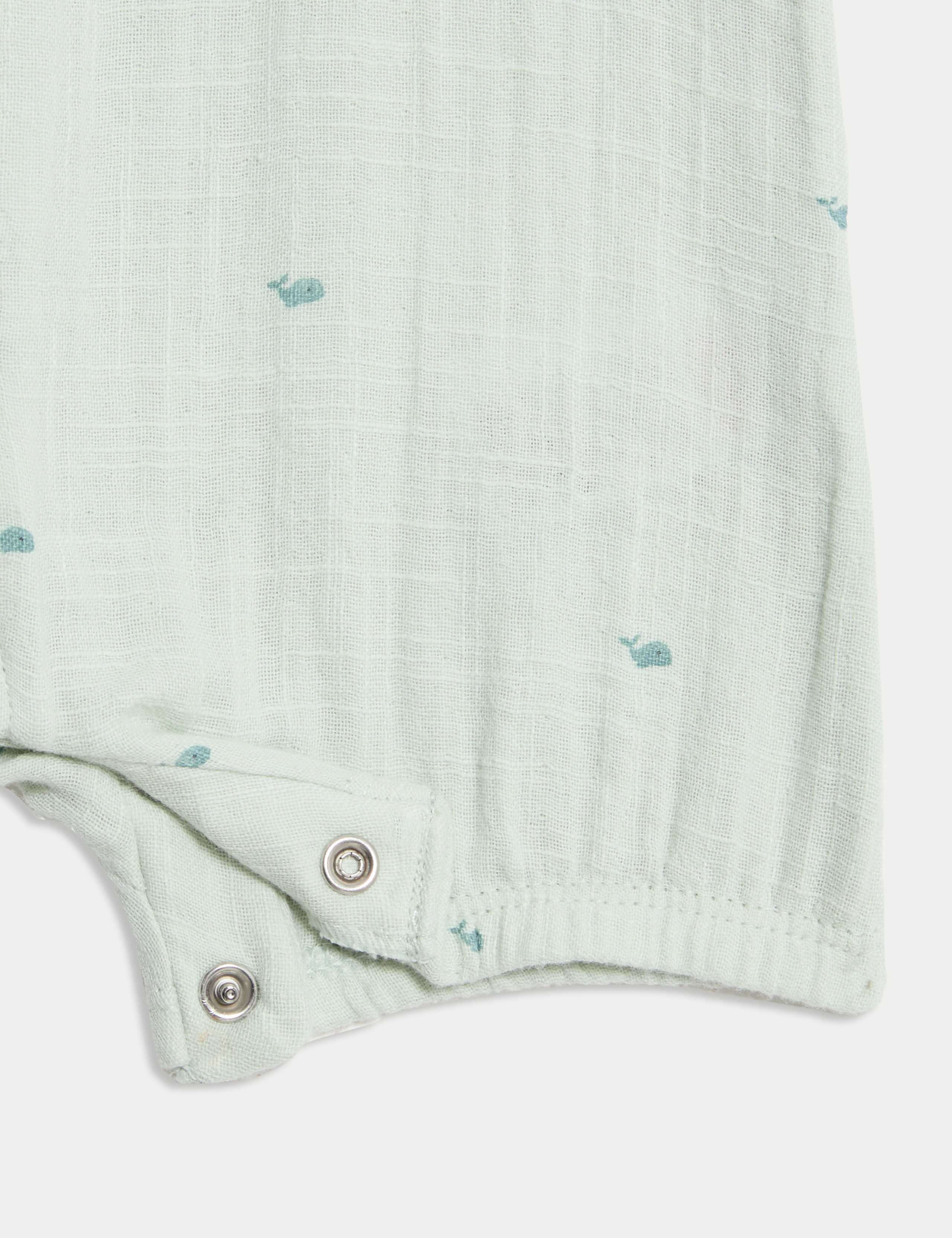 2pc Pure Cotton Whale Print Romper Set (7lbs-12 Mths) 3 of 4