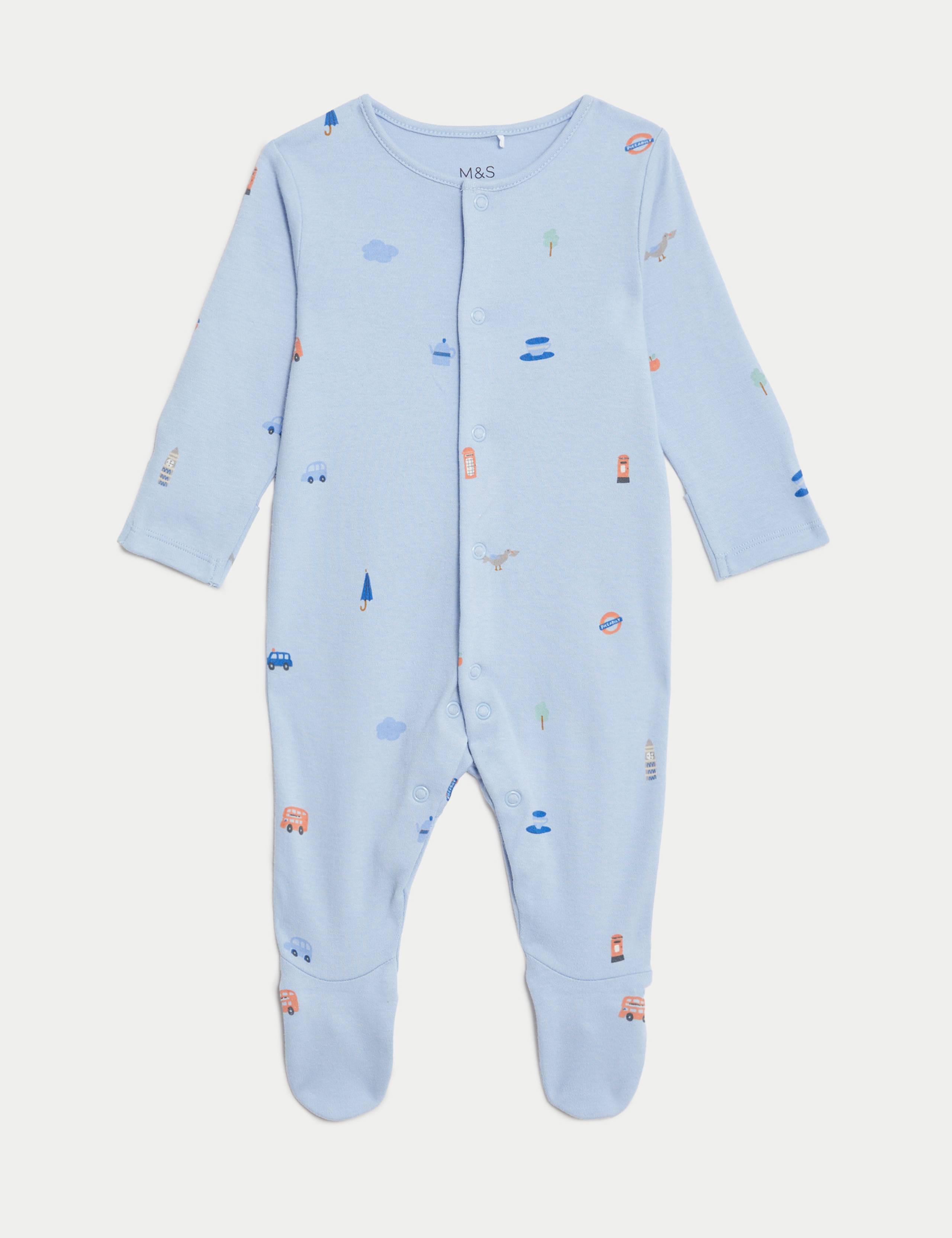3pk Pure Cotton London Sleepsuits (6½lbs-3 Yrs) 2 of 5