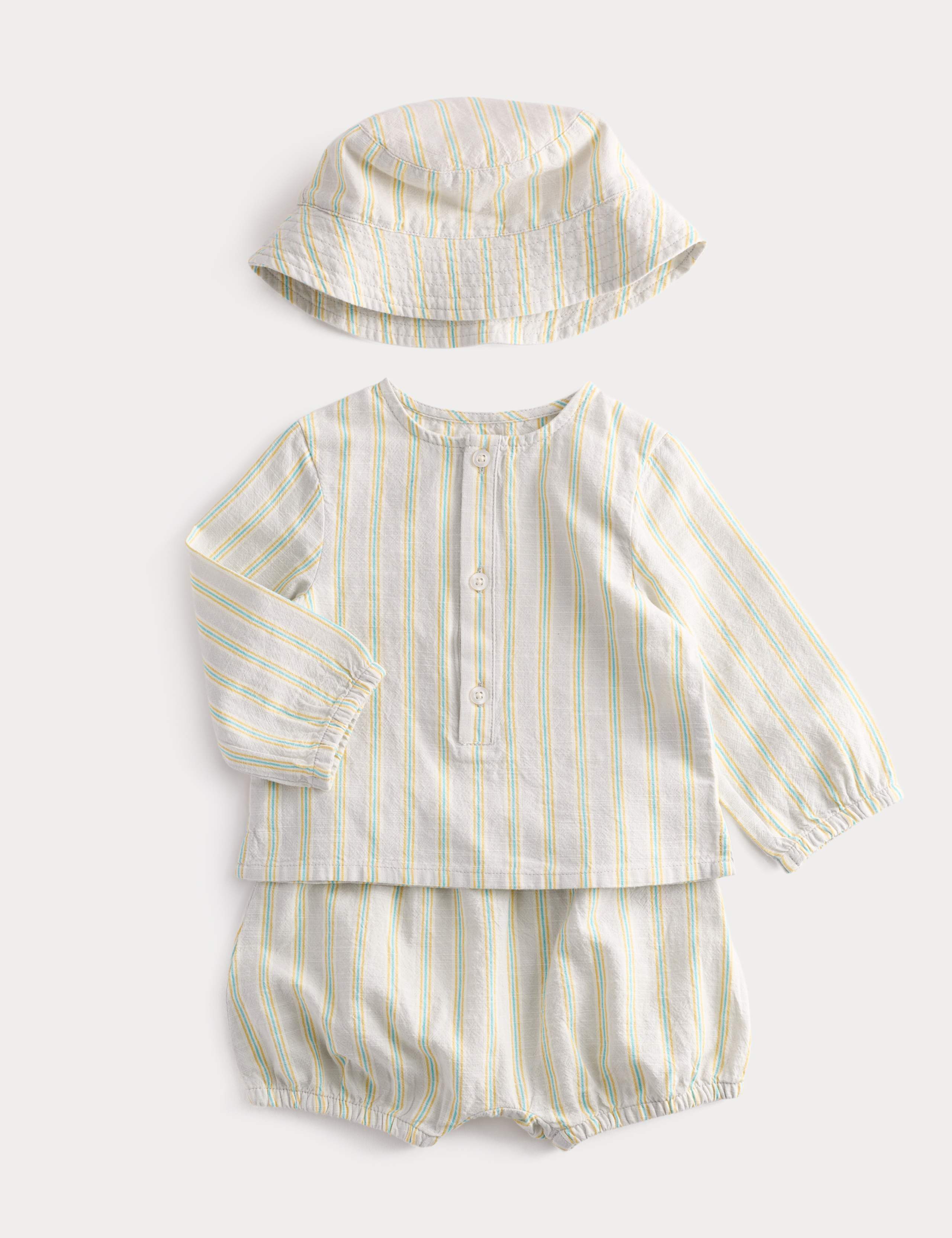 3 Piece Pure Cotton Striped Outfit (7lbs-2 Yrs) 1 of 2