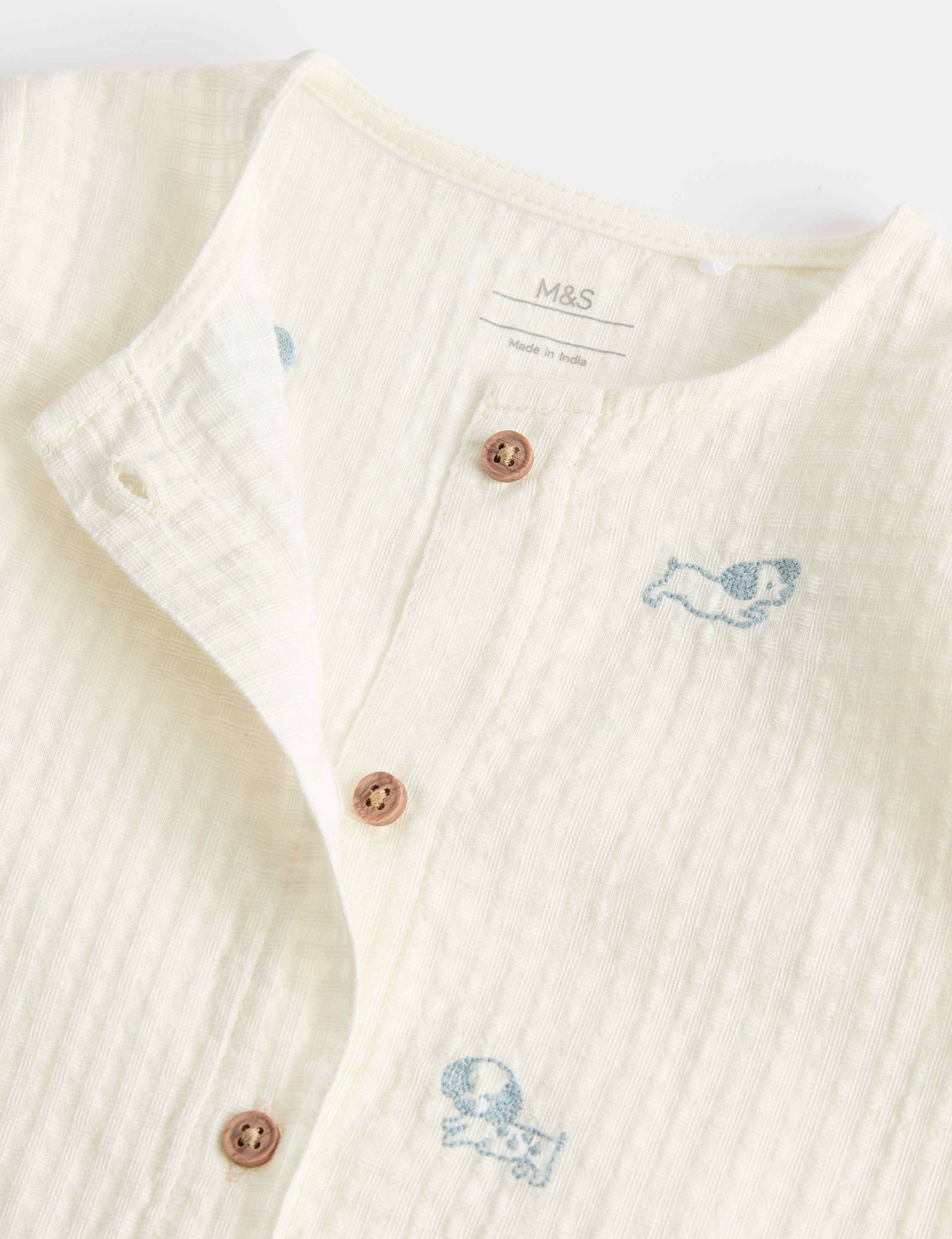 2 Piece Pure Cotton Romper & Socks Outfit (7lbs-2 Yrs) 2 of 5