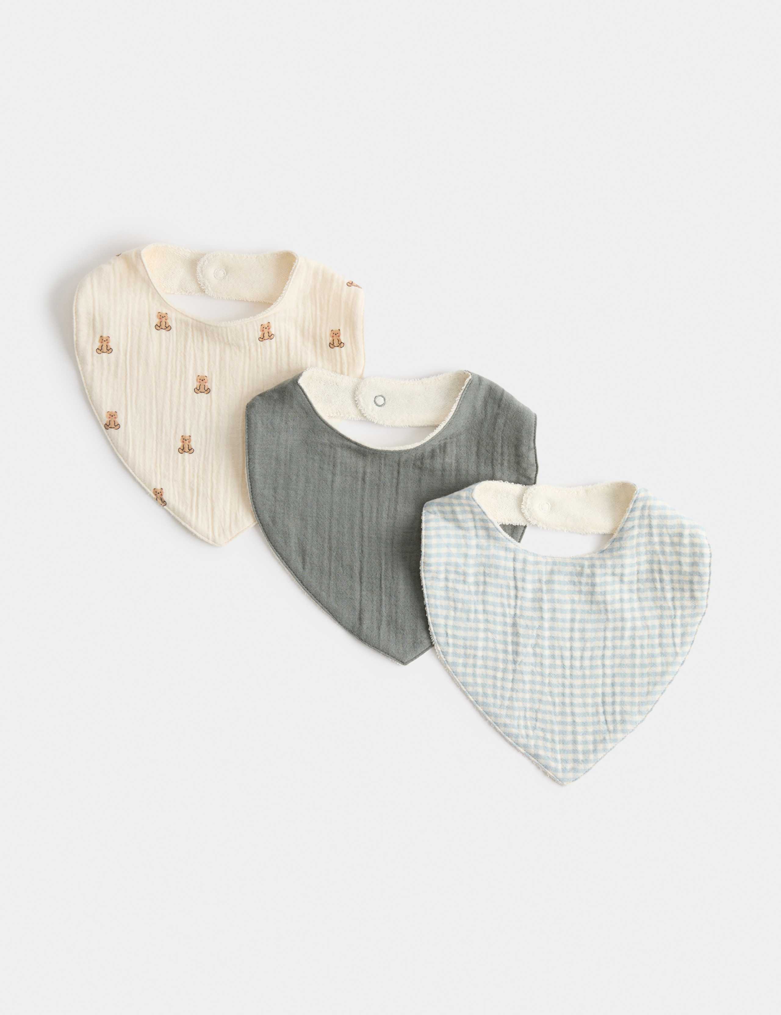 3 Pack Cotton Rich Dribble Bibs 1 of 3