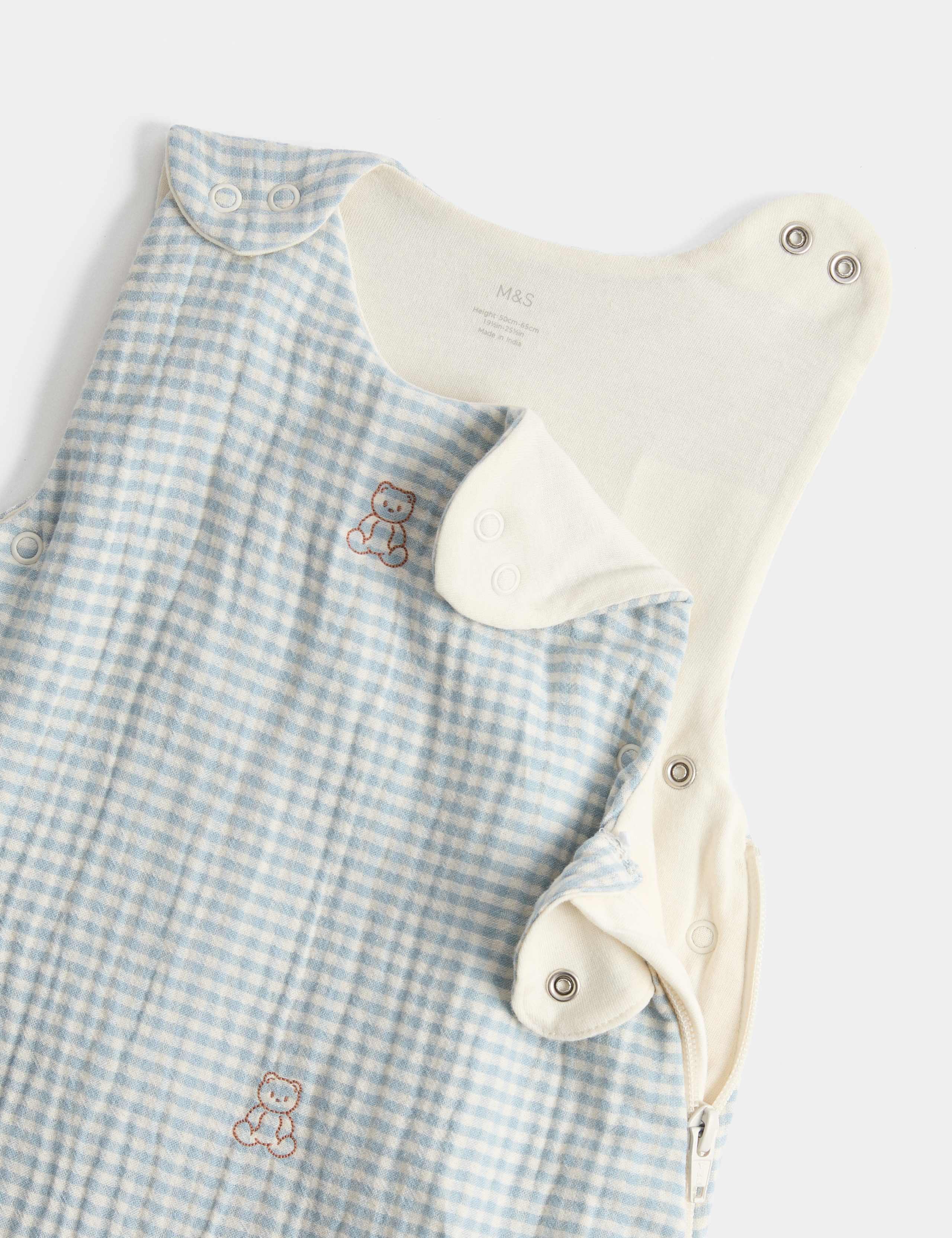 Pure Cotton Gingham 2.5 Tog Baby Sleeping Bag (0-36 Mths) 2 of 4