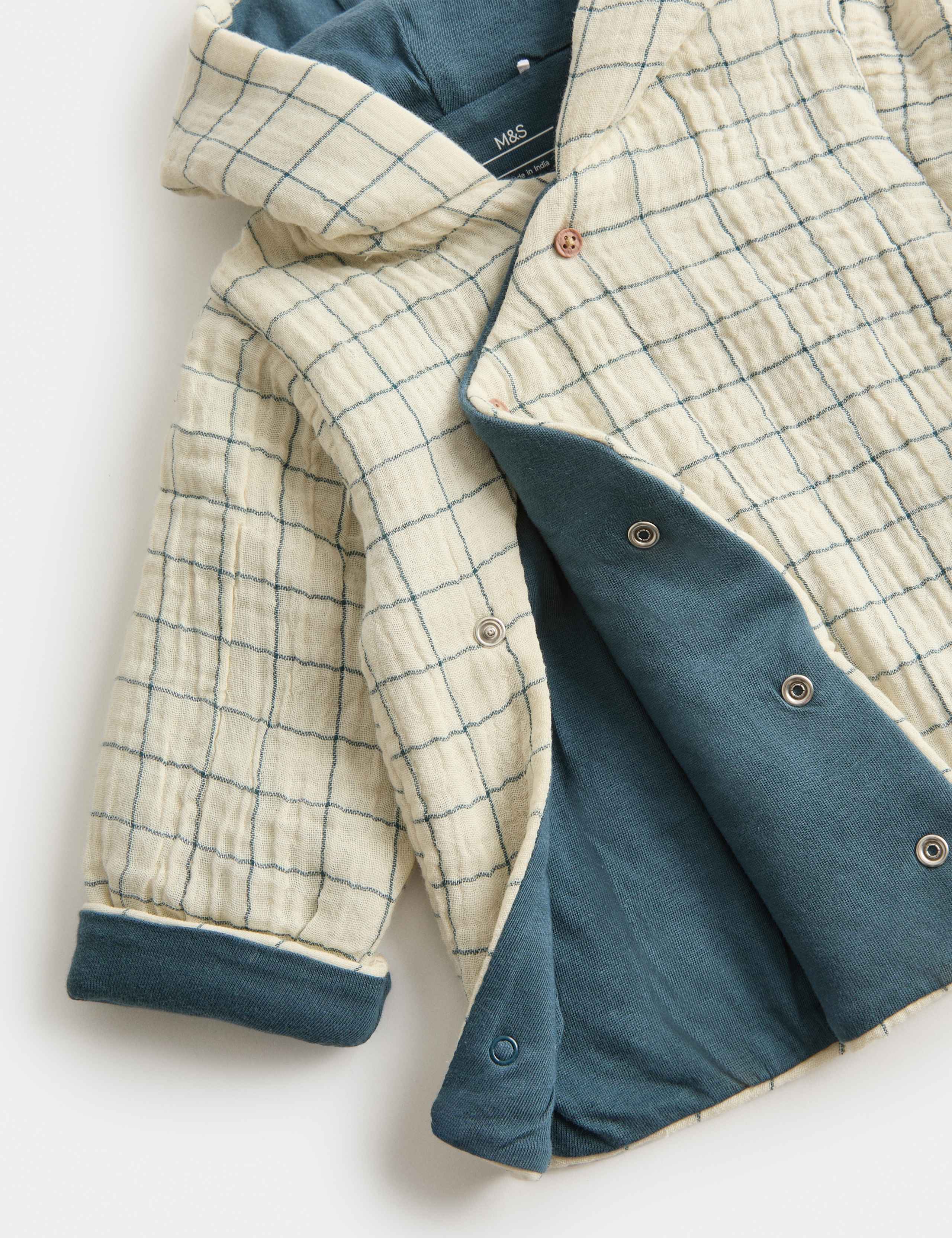 Pure Cotton Check Padded Hooded Jacket (7lbs - 1 Yrs) 2 of 2