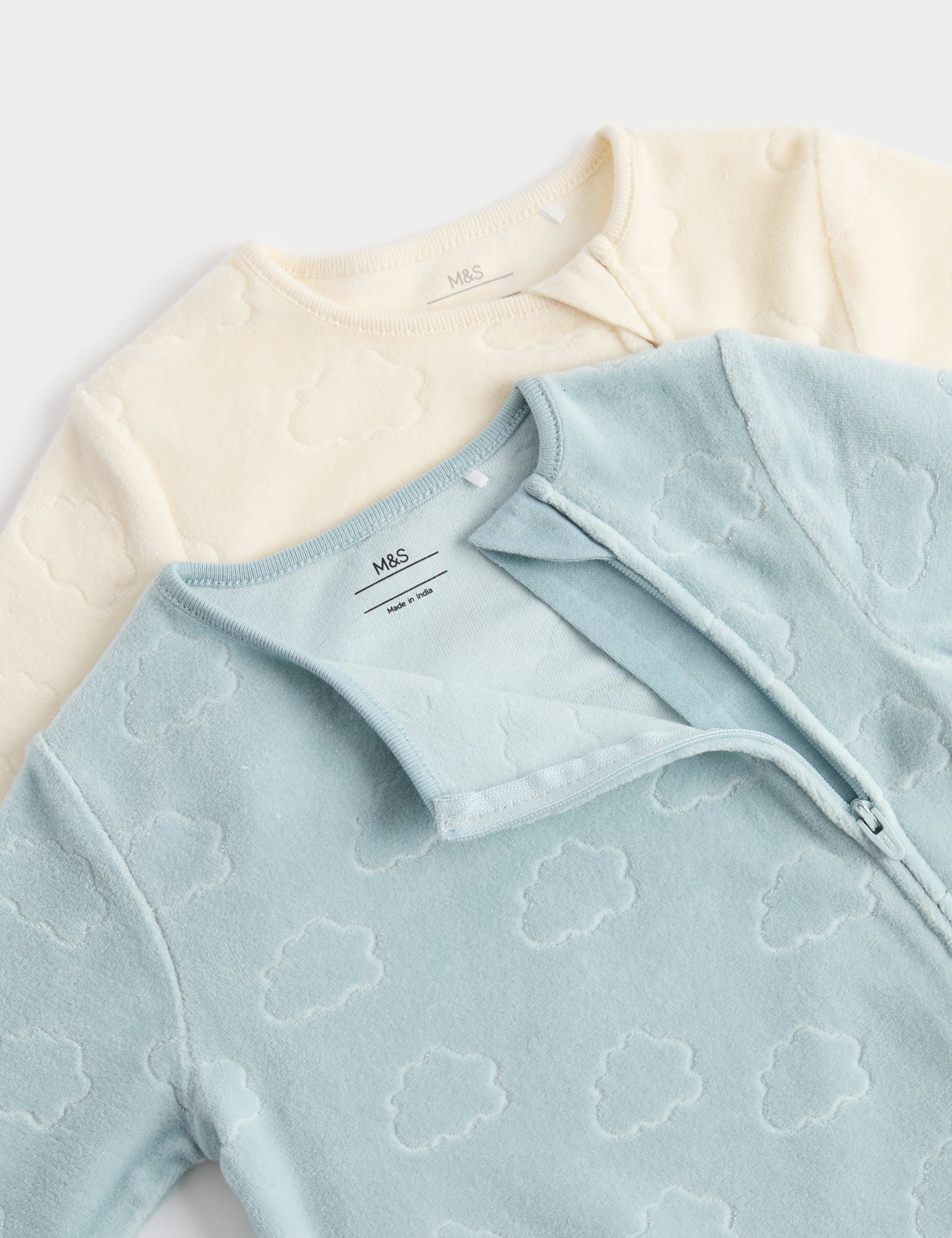 2pk Cloud Velour Sleepsuit 2 of 3