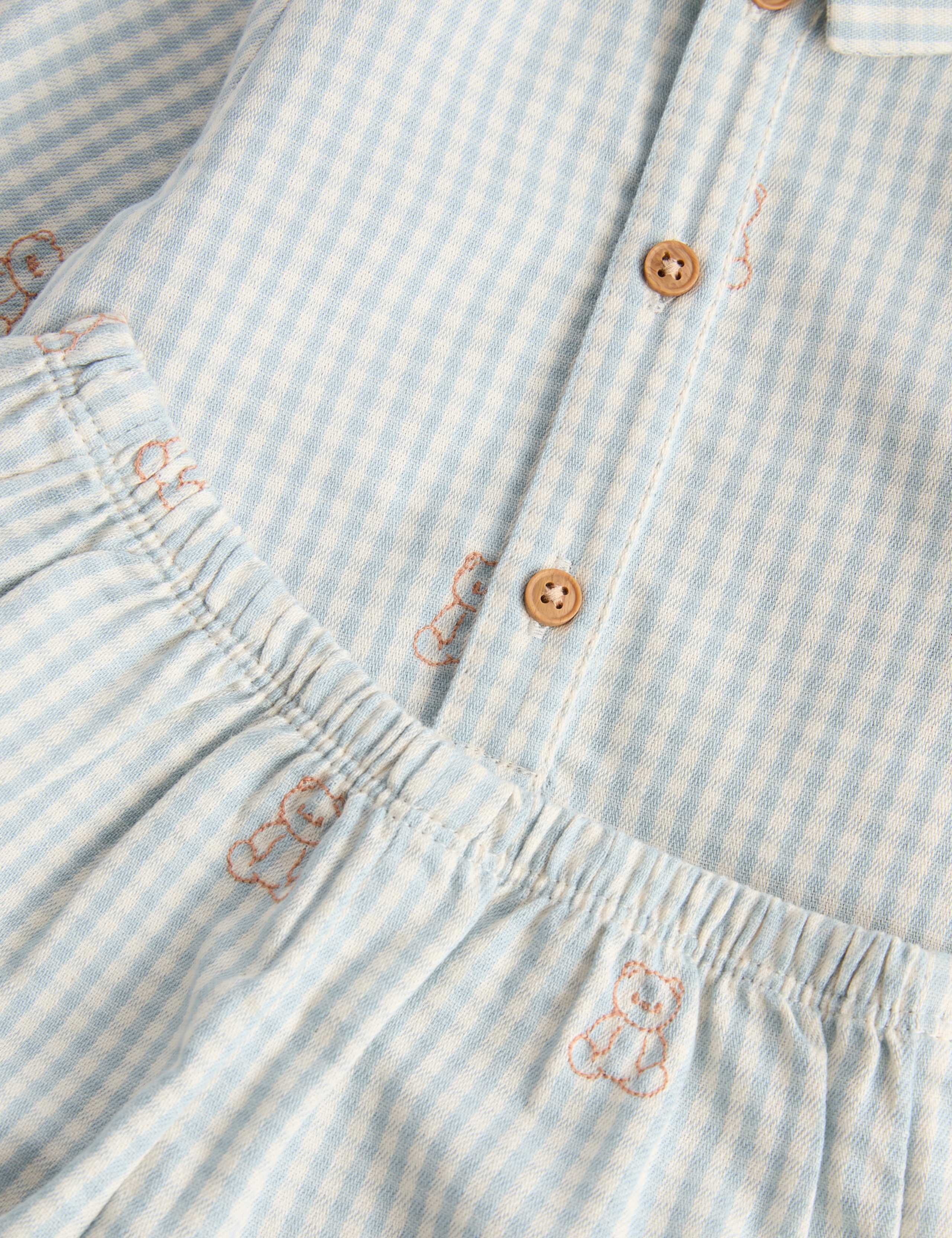 Pure Cotton Checked Bear Top & Trouser Set (7lbs-12 Mths) 2 of 2