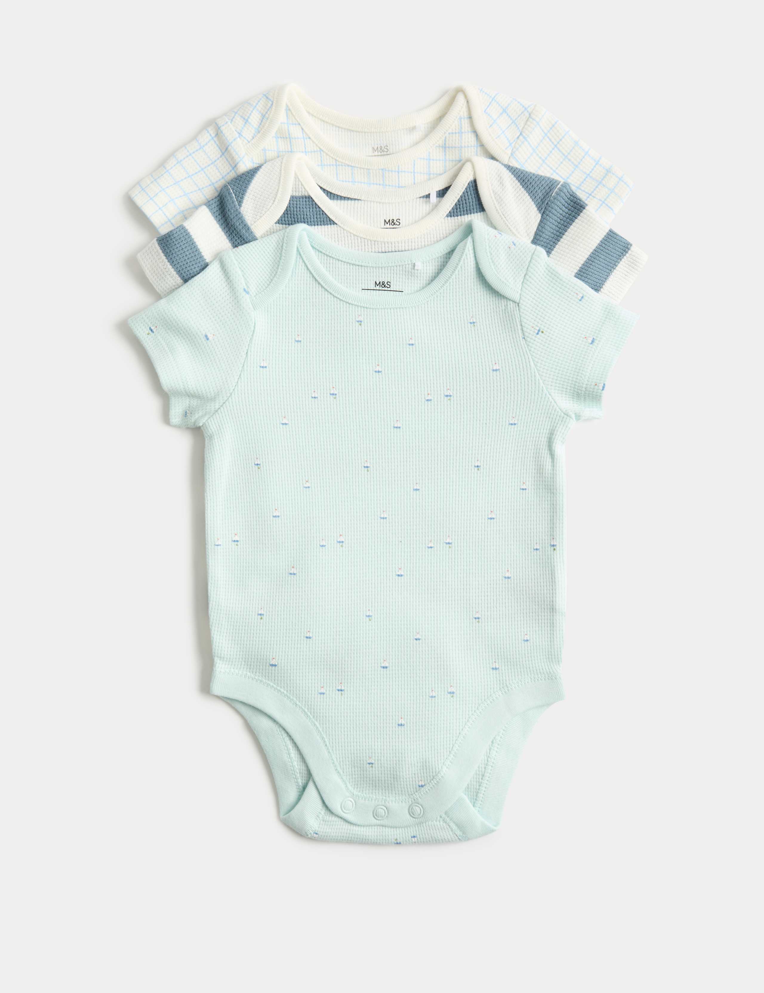 3 Pack Pure Cotton Nautical Bodysuits (6½lbs-3 Yrs) 1 of 3