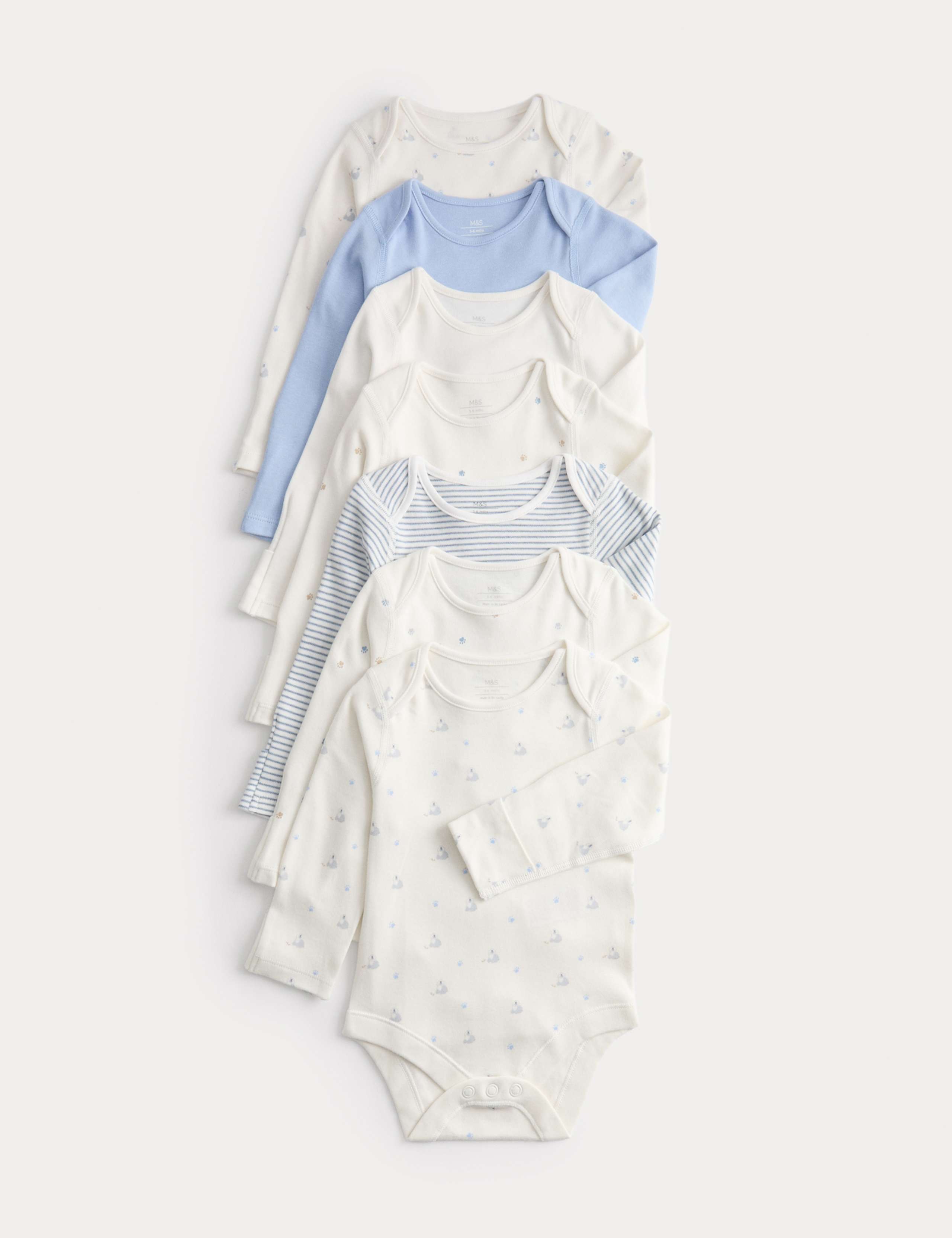 7 Pack Cotton Rich Bodysuits (0-3 Yrs) 1 of 2