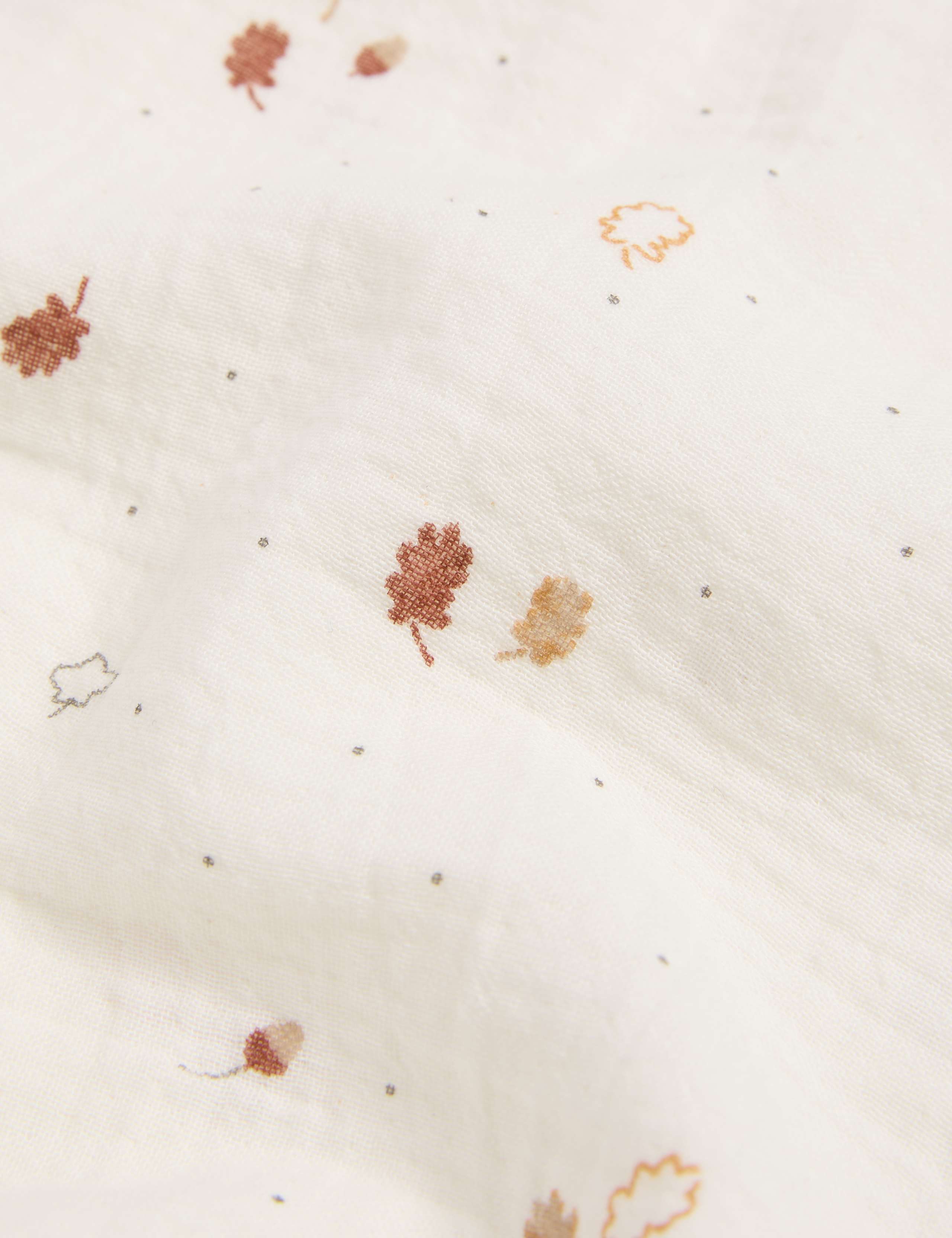 3pk Pure Cotton Leaf Print Muslins 2 of 2