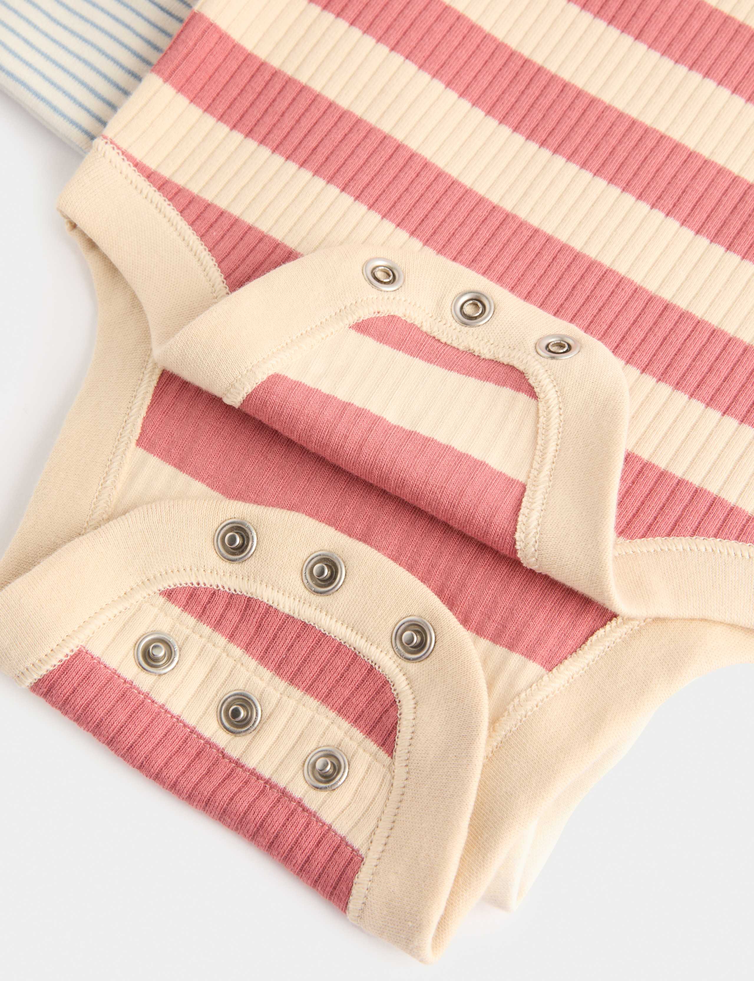 3 Pack Cotton Rich Striped Long Sleeve Bodysuits (0-3 Yrs) 3 of 3