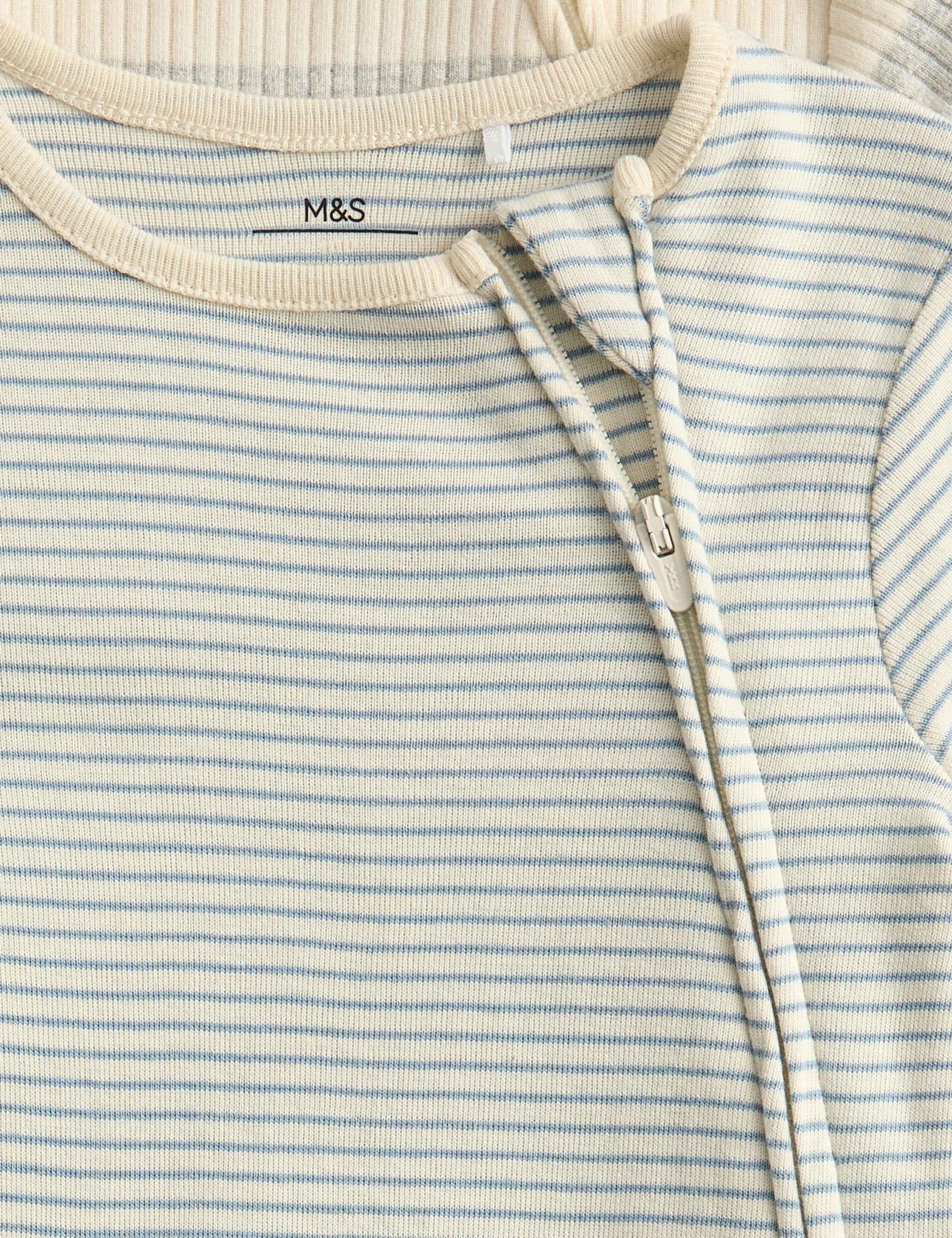 3 Pack Cotton Rich Stripe Sleepsuits (0-3 Yrs) 2 of 3