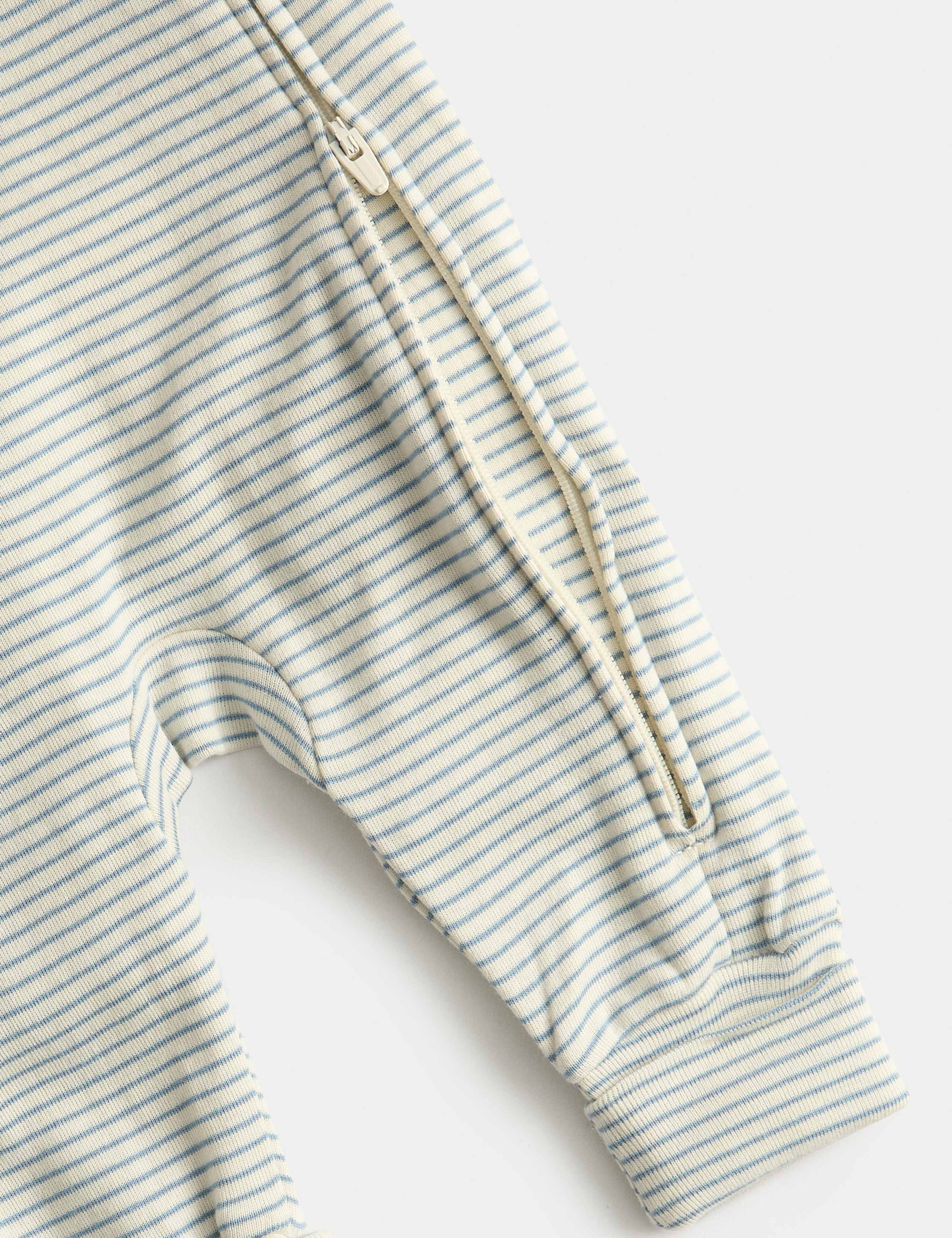 3 Pack Cotton Rich Stripe Sleepsuits (0-3 Yrs) 3 of 3