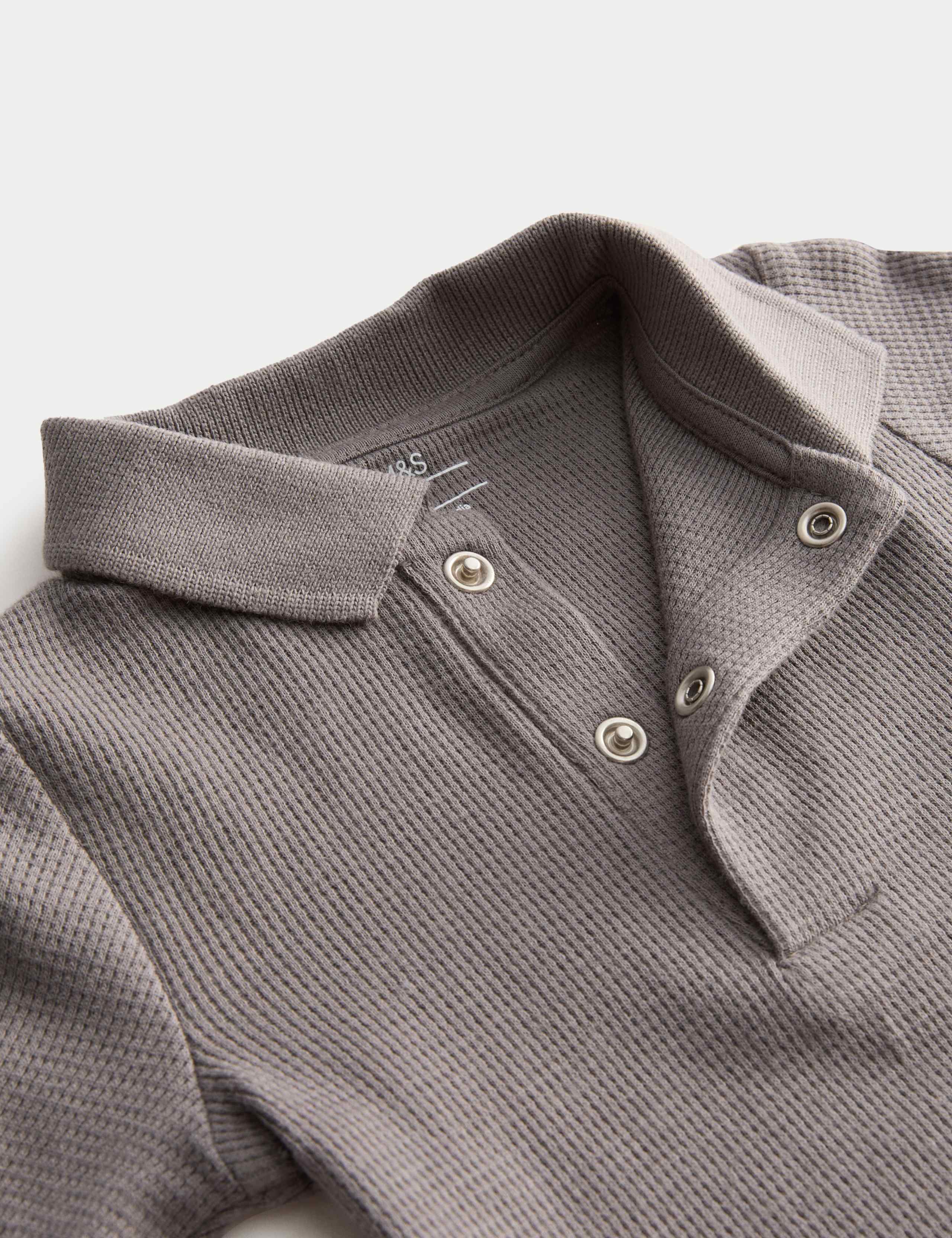 2 Pack Pure Cotton Long Sleeve Polo Bodysuits (0-3Yrs) 3 of 3