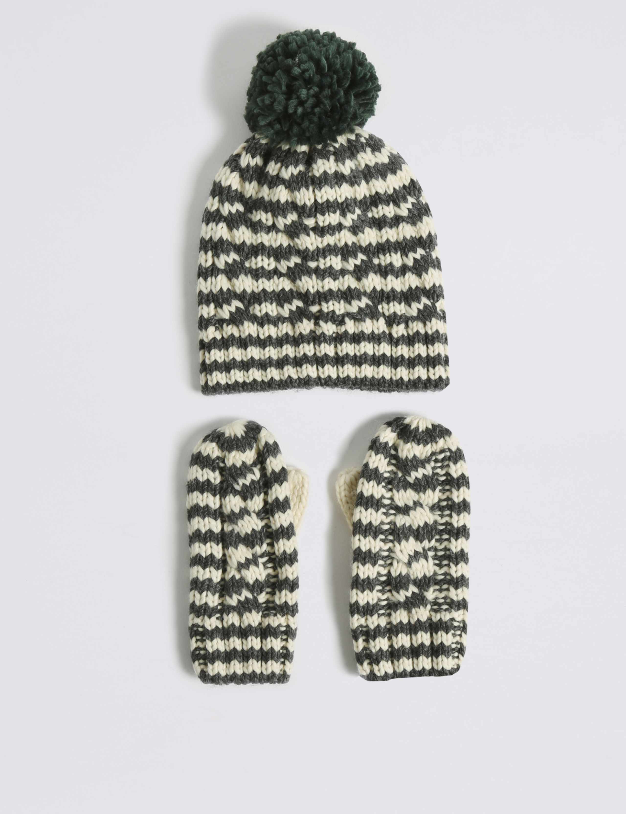 Kids’ Pom-pom Hat & Mittens Set 1 of 1
