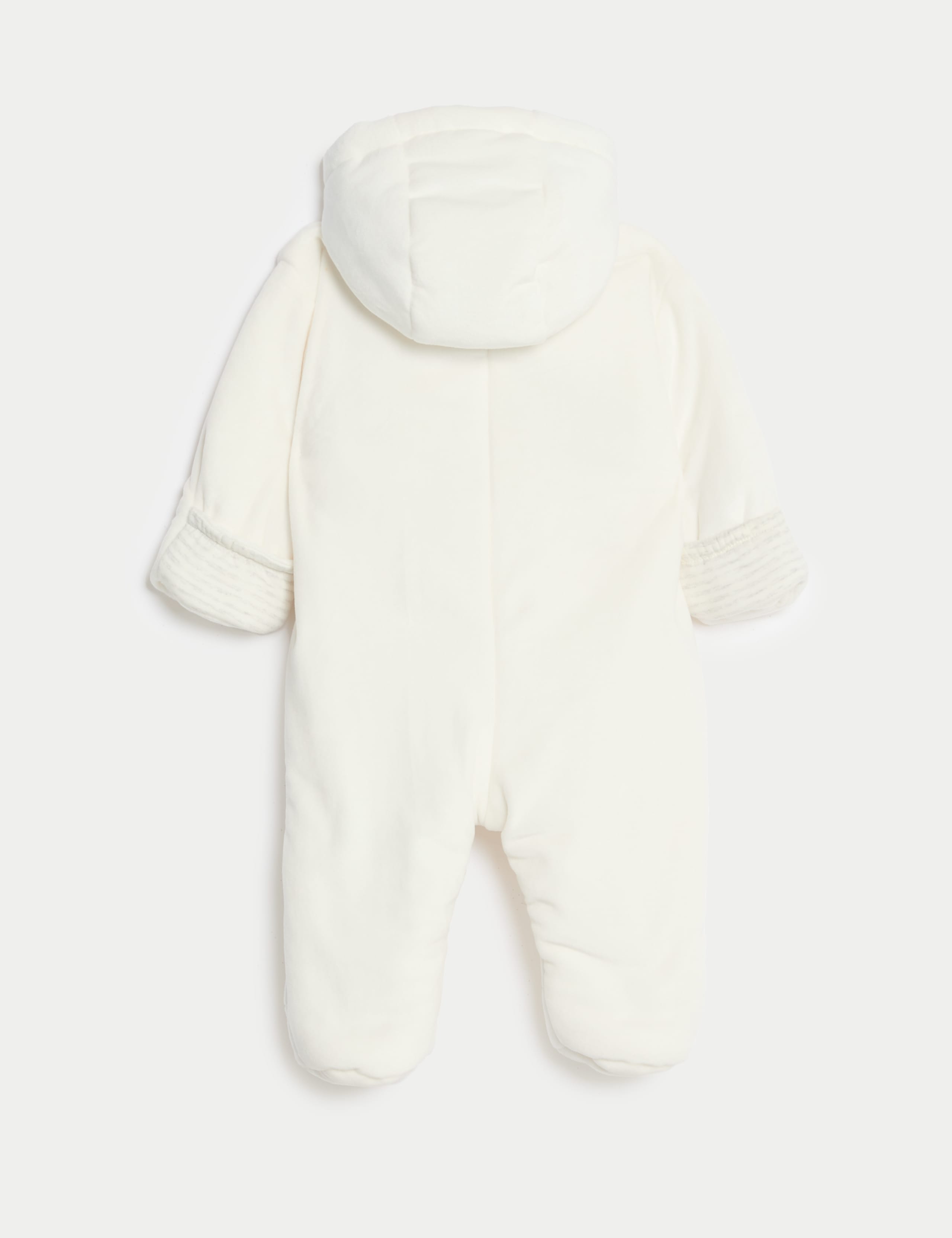 Velour Bear Pocket Hooded Pramsuit (0-12 Mths) 2 of 4