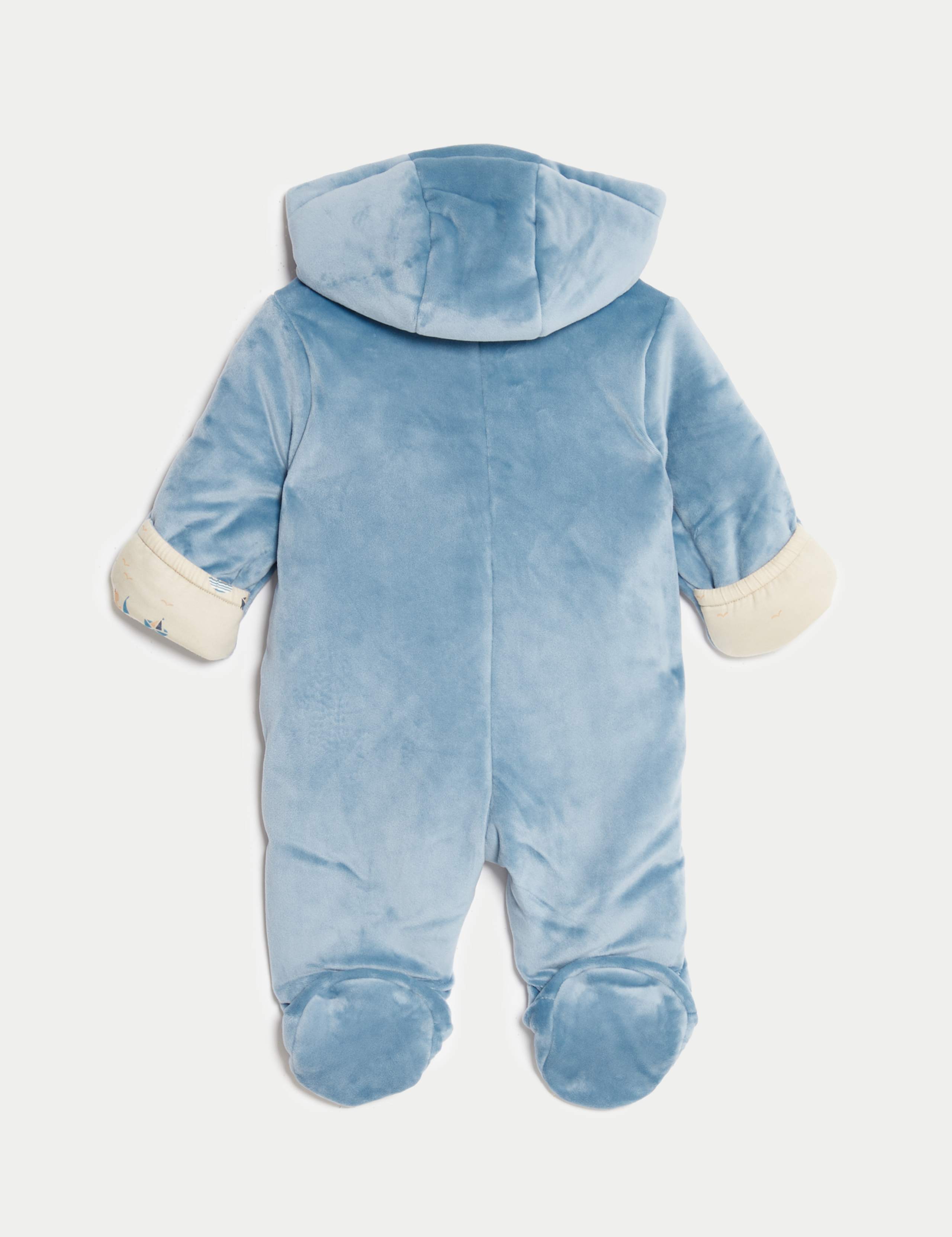 Velour Hooded Pramsuit (0-12 Mths) 2 of 4