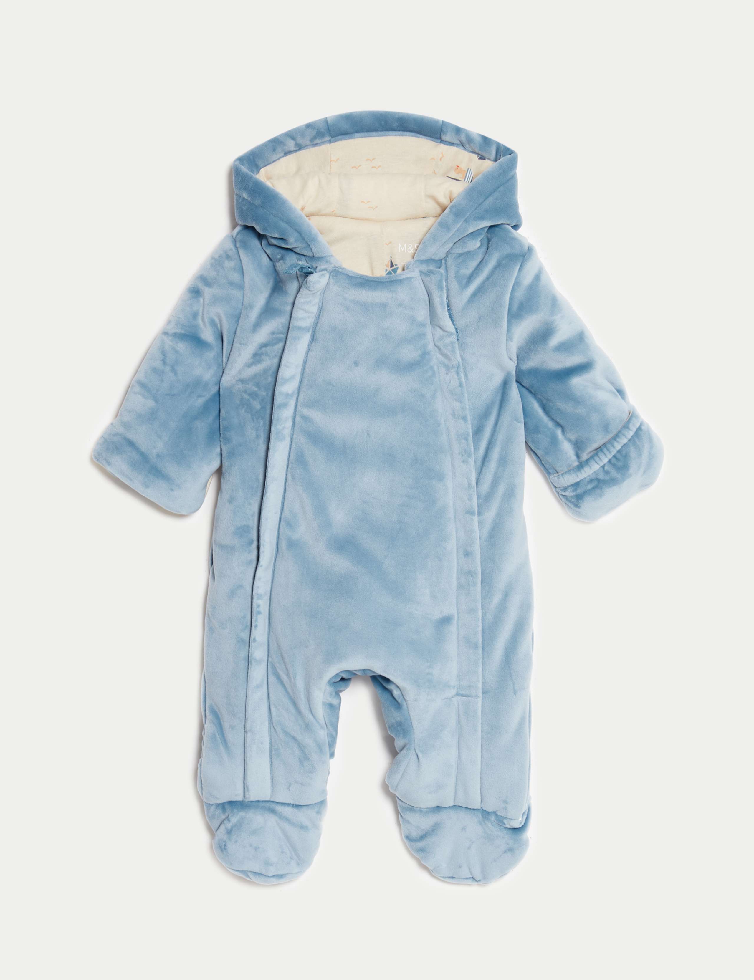 Velour Hooded Pramsuit (0-12 Mths) 1 of 4