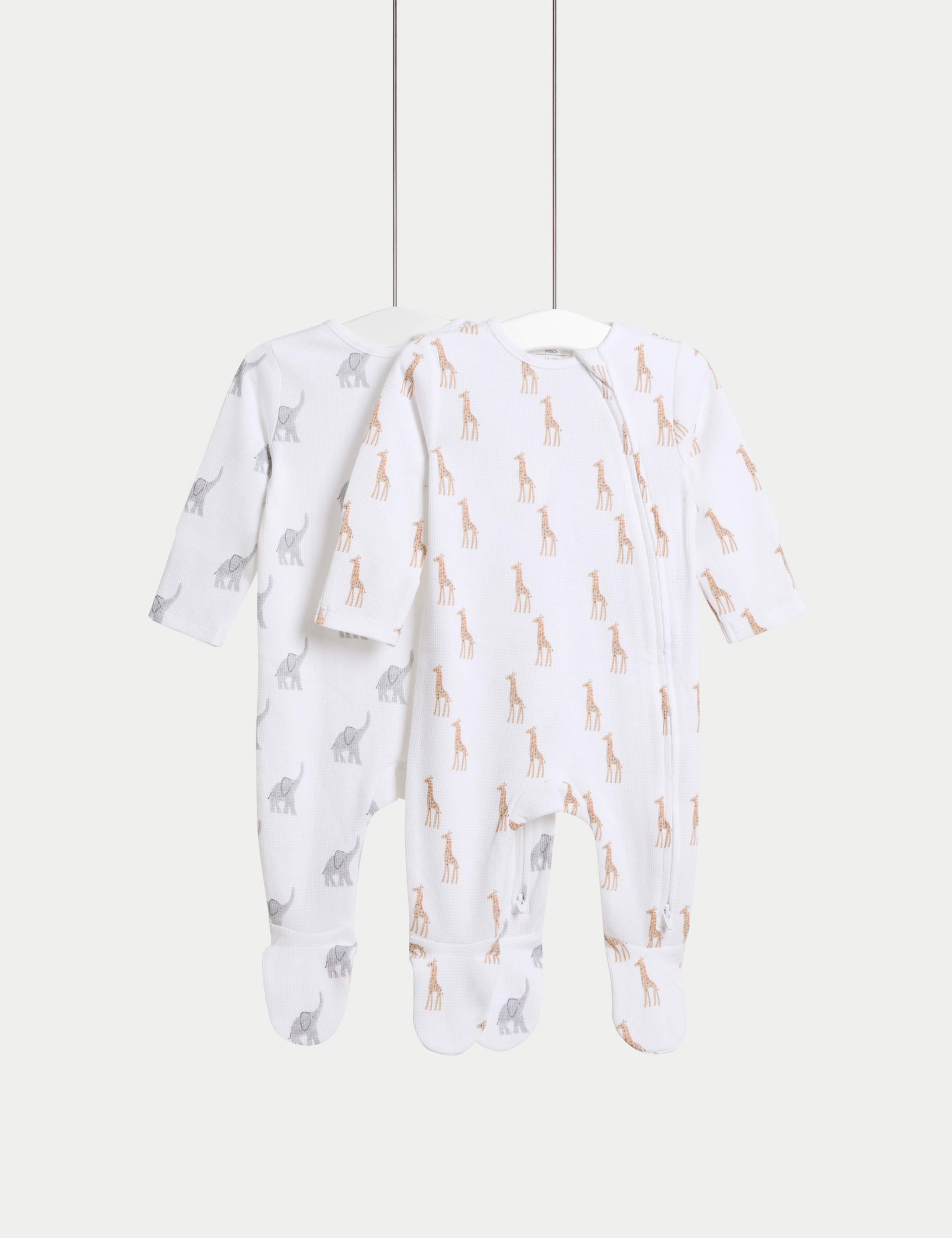 2 Pack Pure Cotton Safari Print Sleepsuits (6½lbs-3 Yrs) 1 of 1