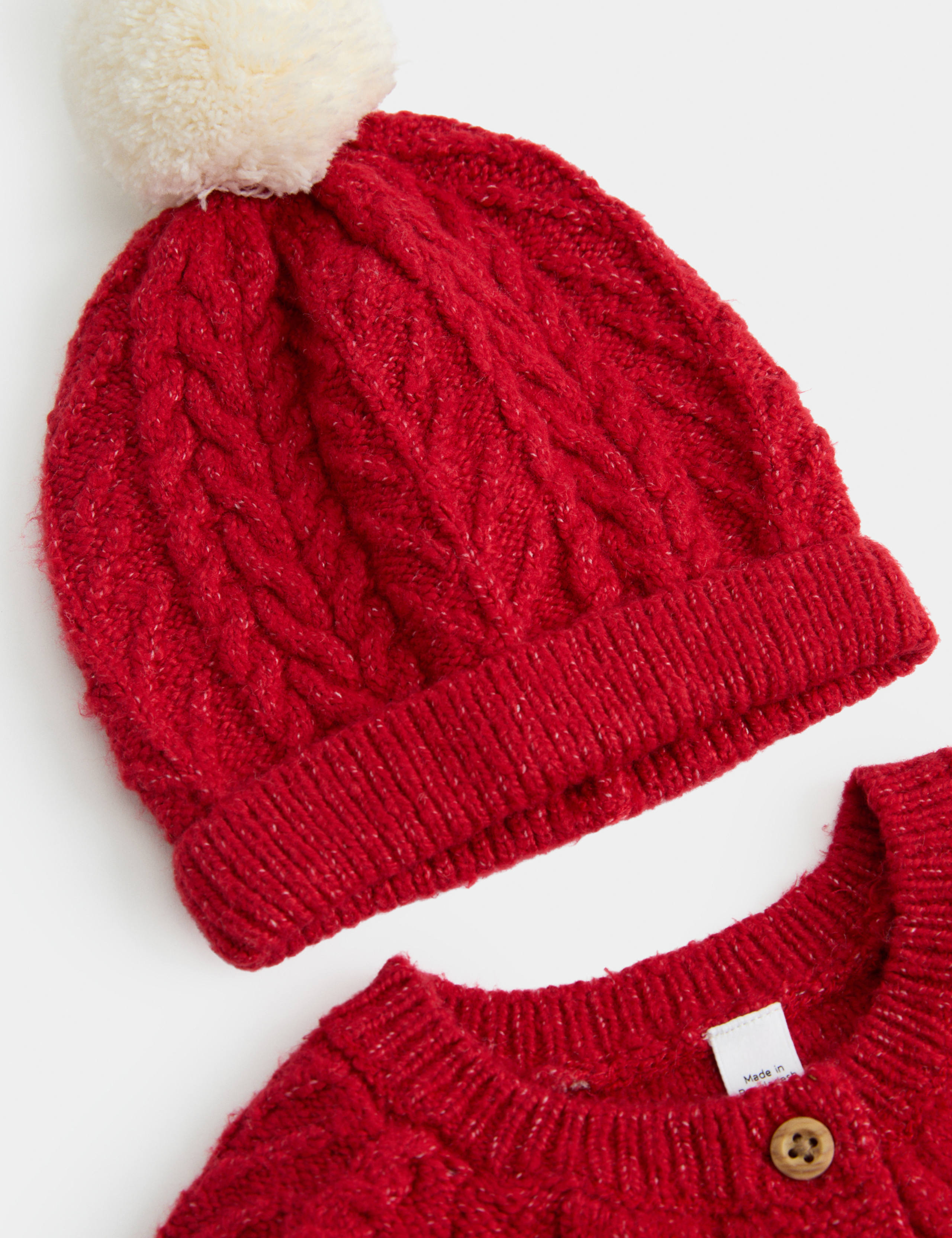2 Piece Santa Cable All in One with Hat (7lbs-12 Mths) 3 of 3
