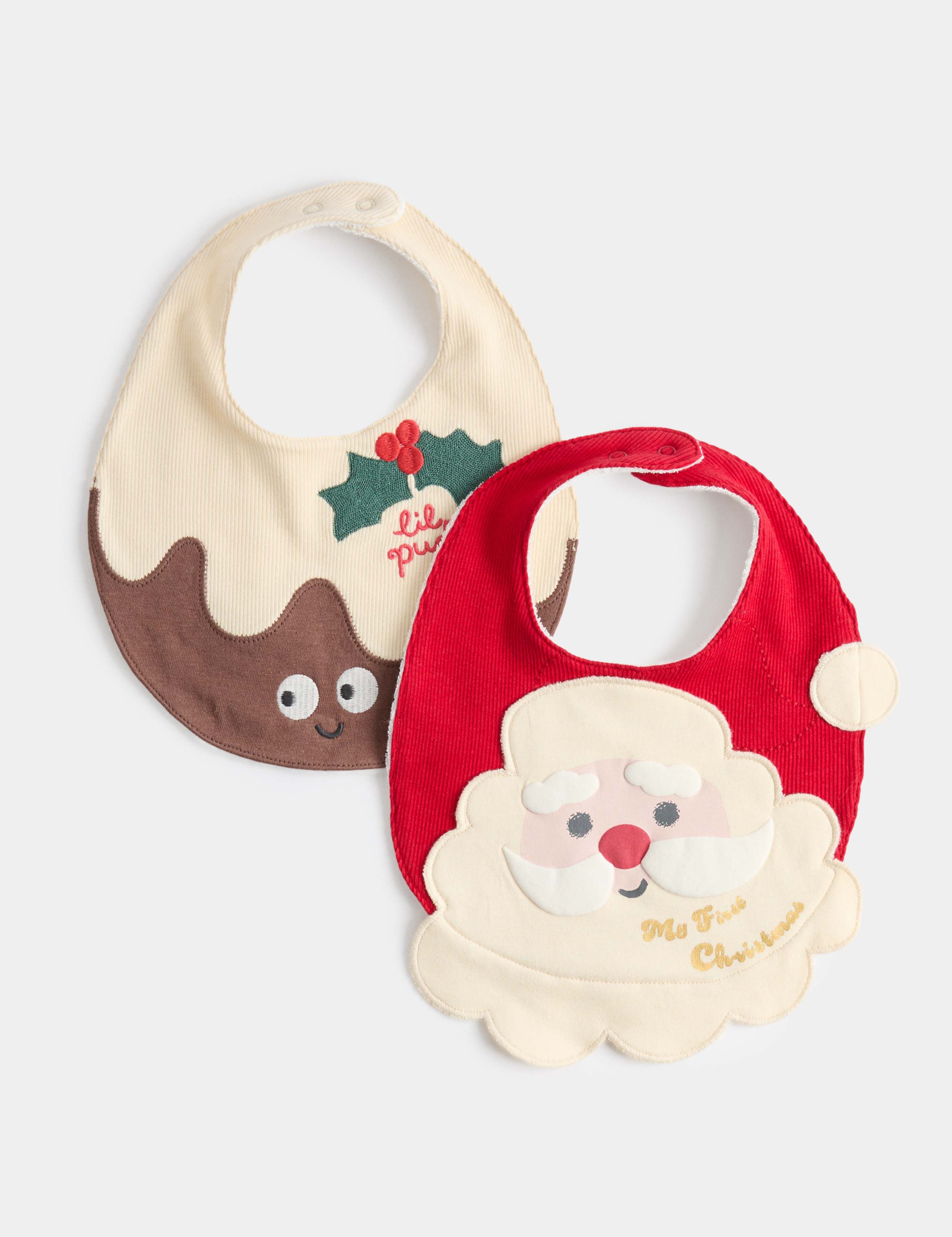 2 Pack My First Christmas Dribble Bibs 1 of 2