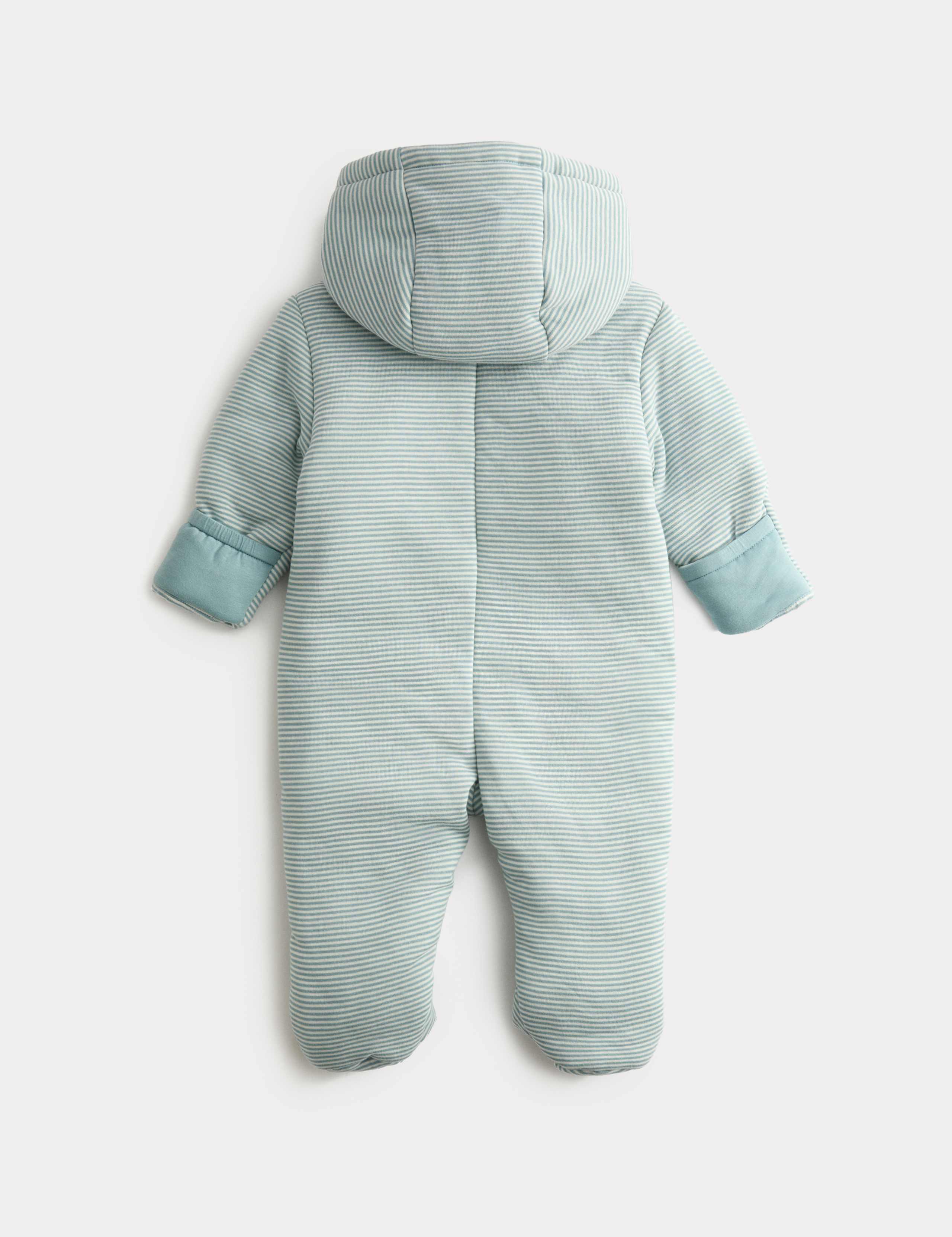 Blue Stripe Jersey Pramsuit (0-12 Mths) 2 of 3