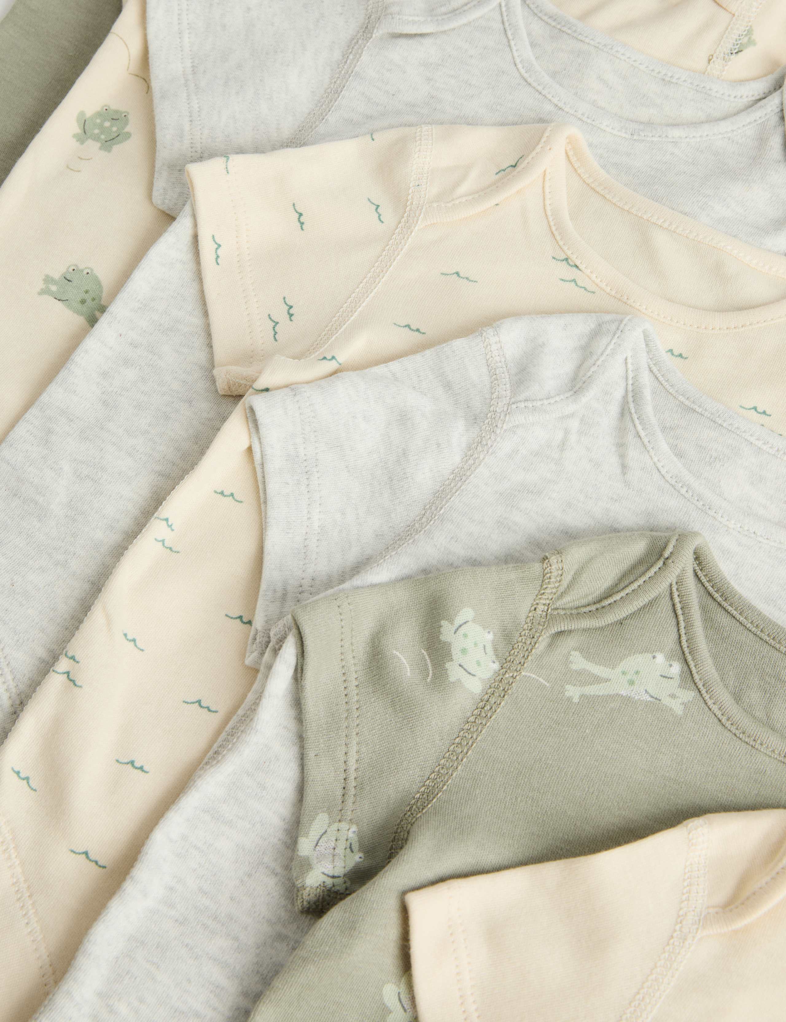7 Pack Pure Cotton Frog Print Bodysuits (0-3 Yrs) 4 of 5