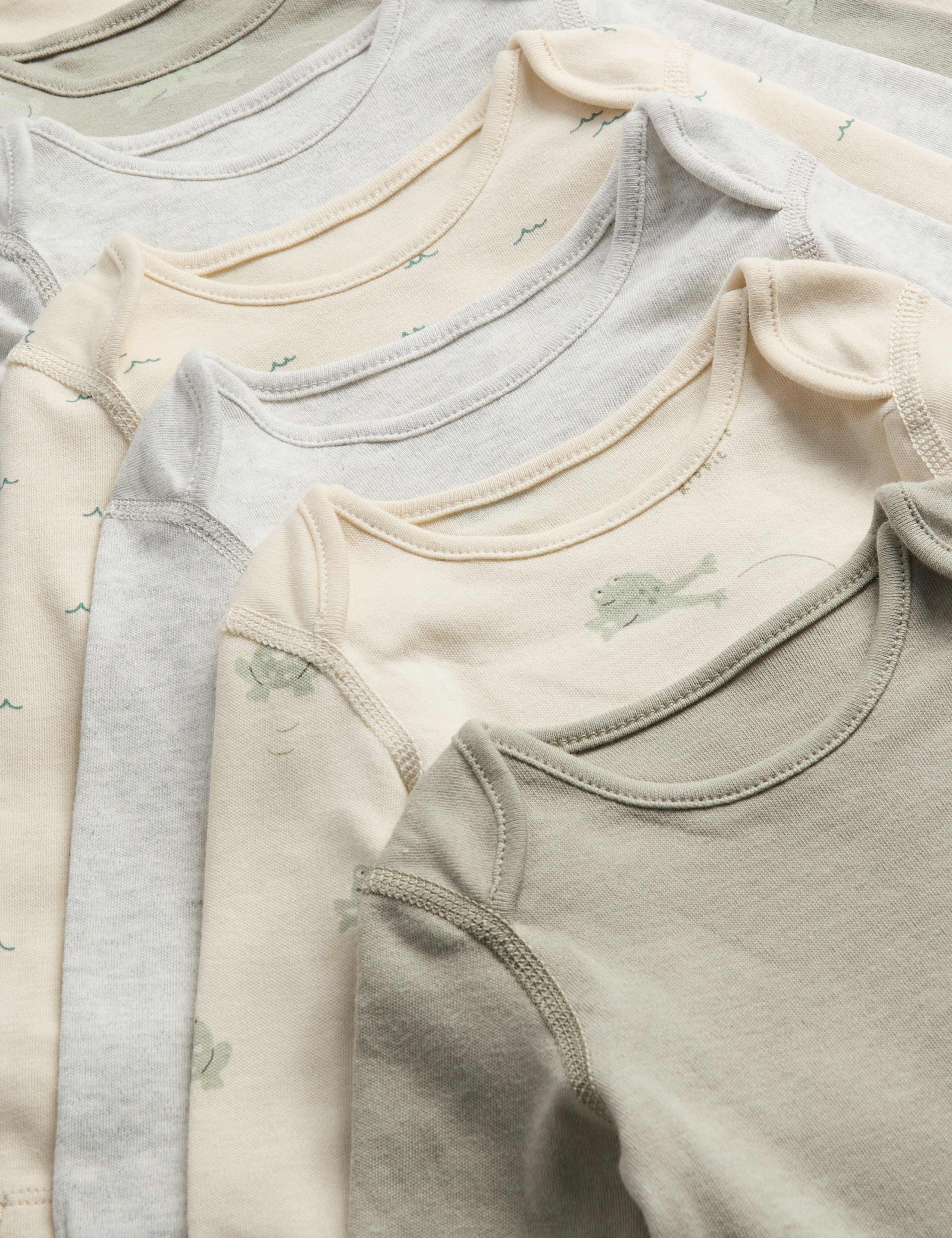 7 Pack Pure Cotton Frog Print Bodysuits (0-3 Years) 2 of 4