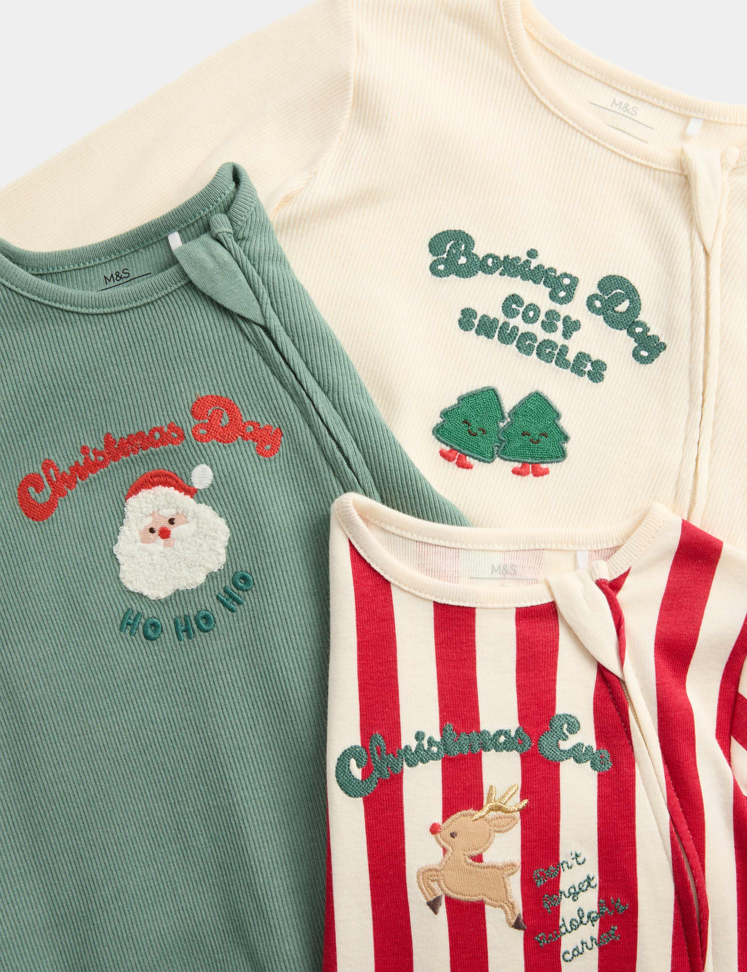 3 Pack Christmas Sleepsuits (0-12 Mths) 2 of 4