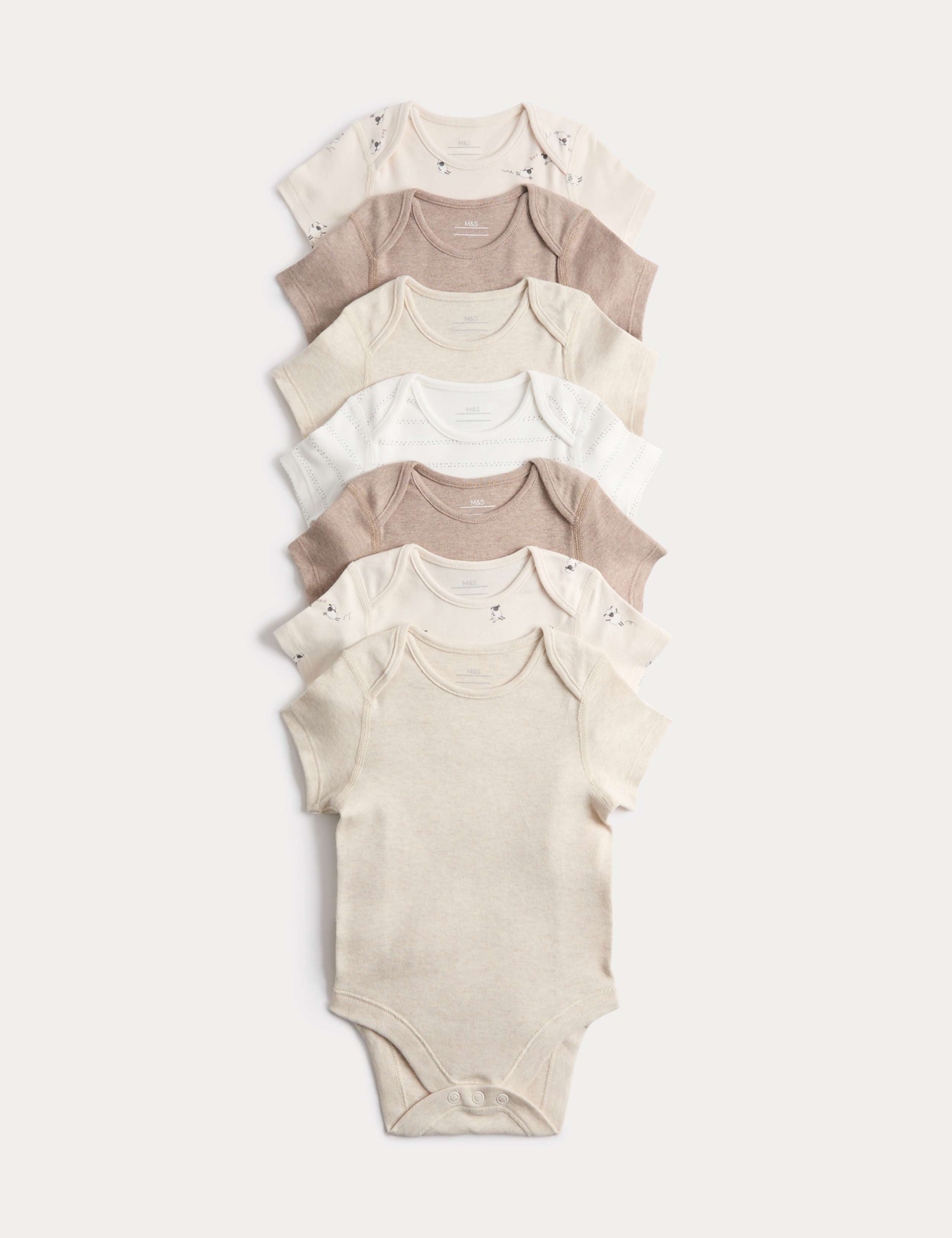 7 Pack Pure Cotton Sheep Bodysuits (5lbs-3 Yrs) 1 of 3