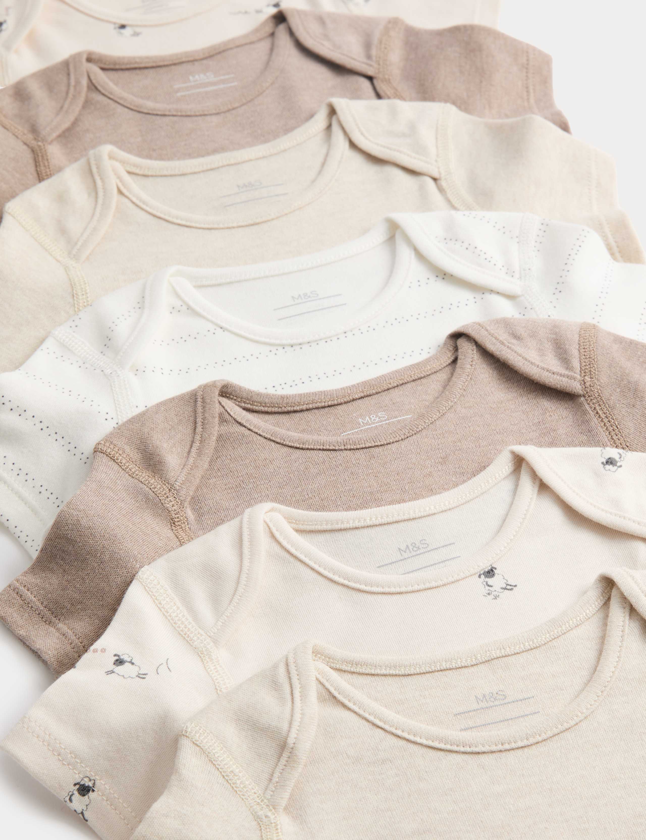 7 Pack Pure Cotton Sheep Bodysuits (5lbs-3 Yrs) 2 of 3