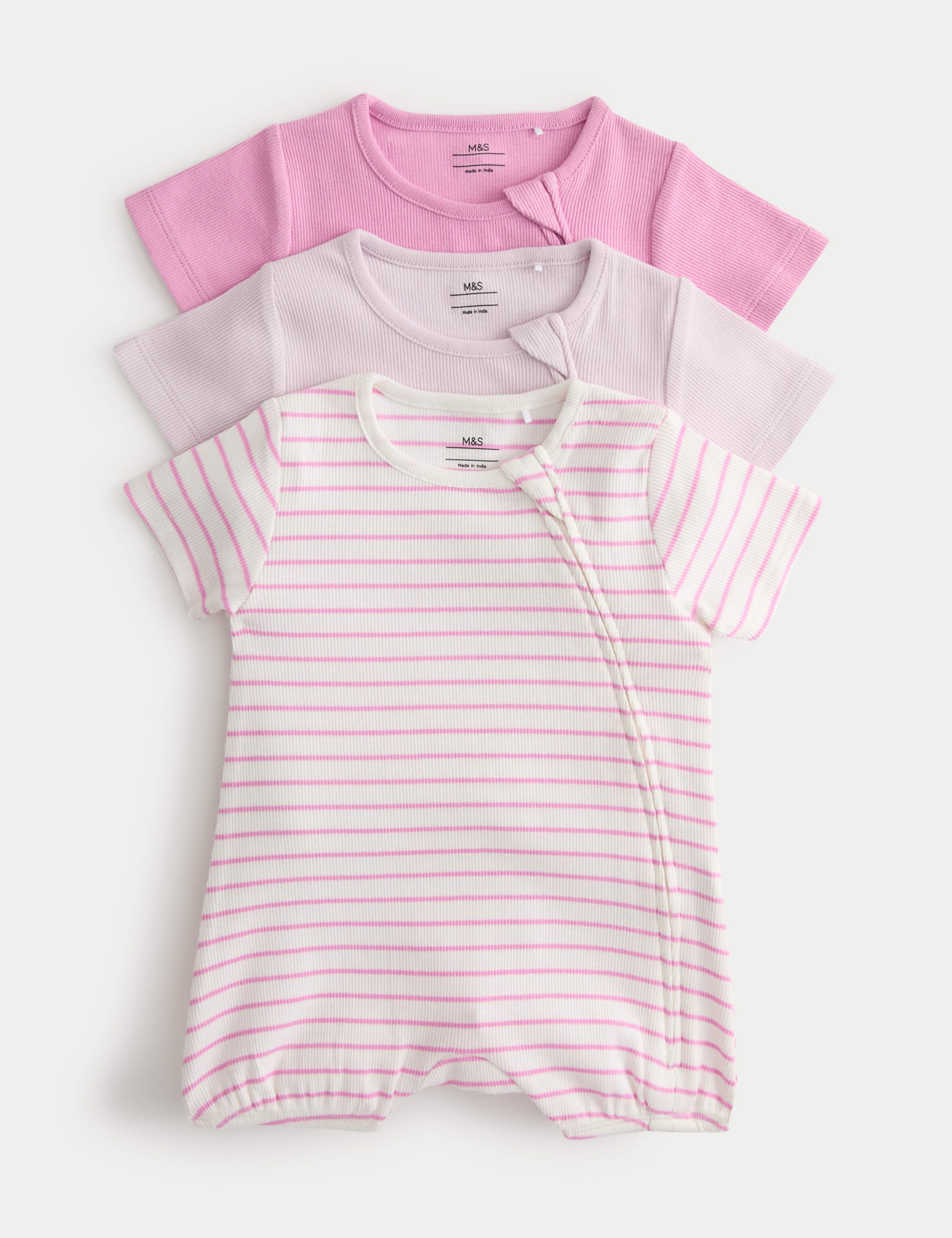 3 Pack Cotton Rich Rompers (7lbs-3 Yrs) 1 of 2