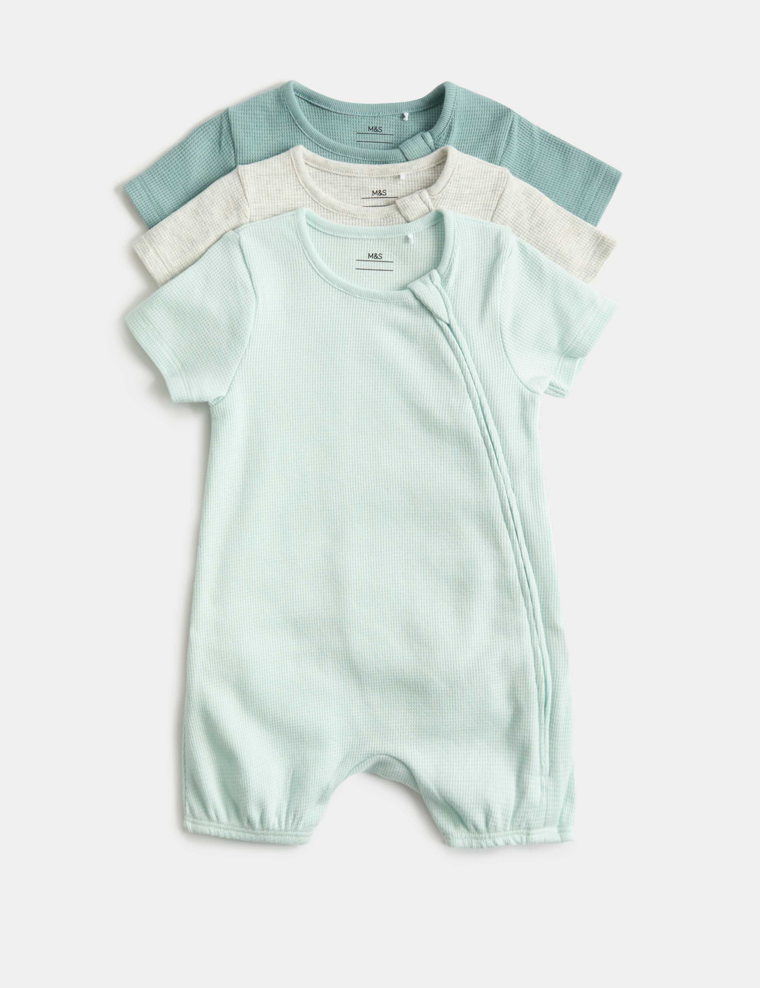 3 Pack Pure Cotton Waffle Rompers (7lbs-3 Yrs) 1 of 2