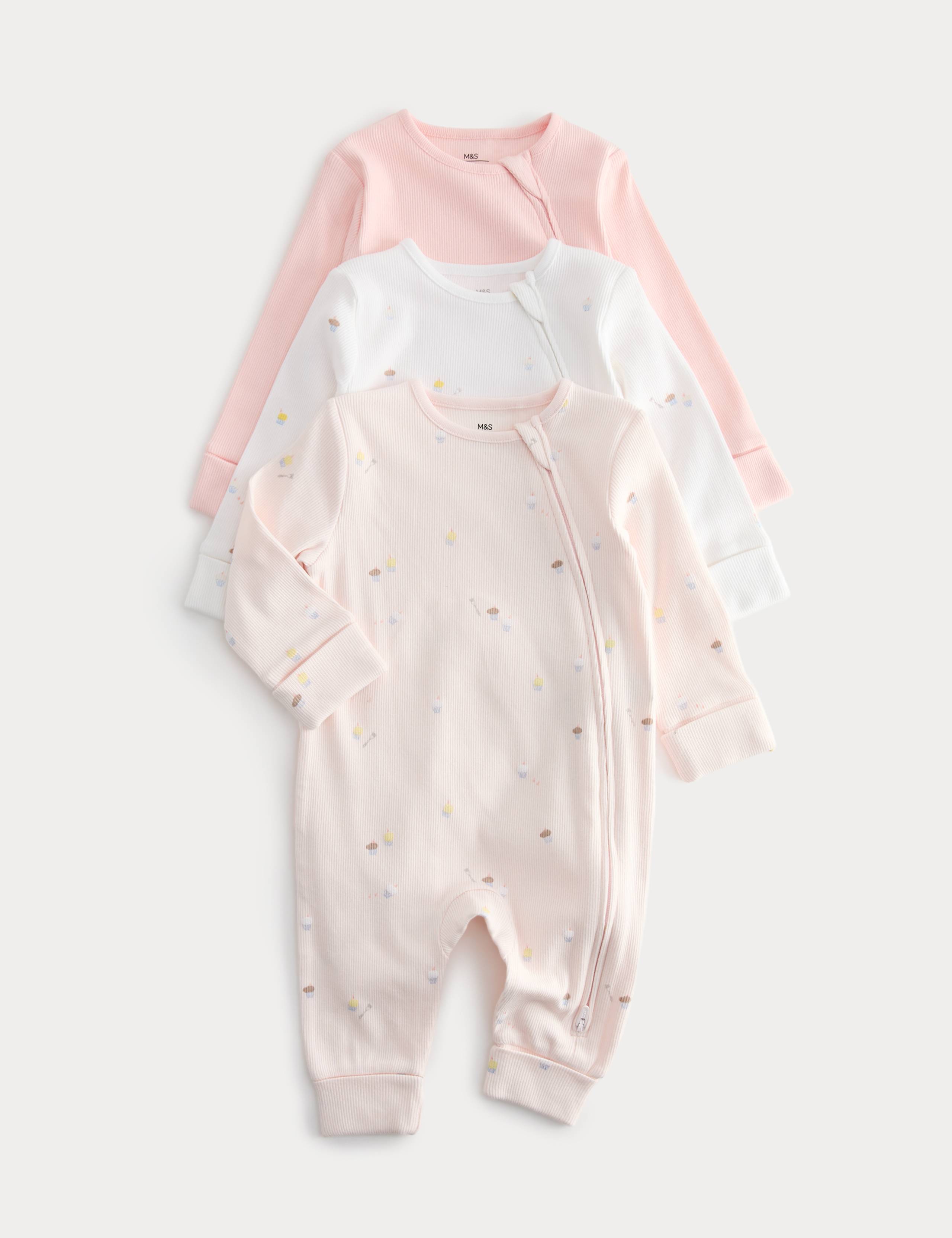 3 Pack Cotton Rich Sleepsuits (7lbs-3 Yrs) 1 of 3