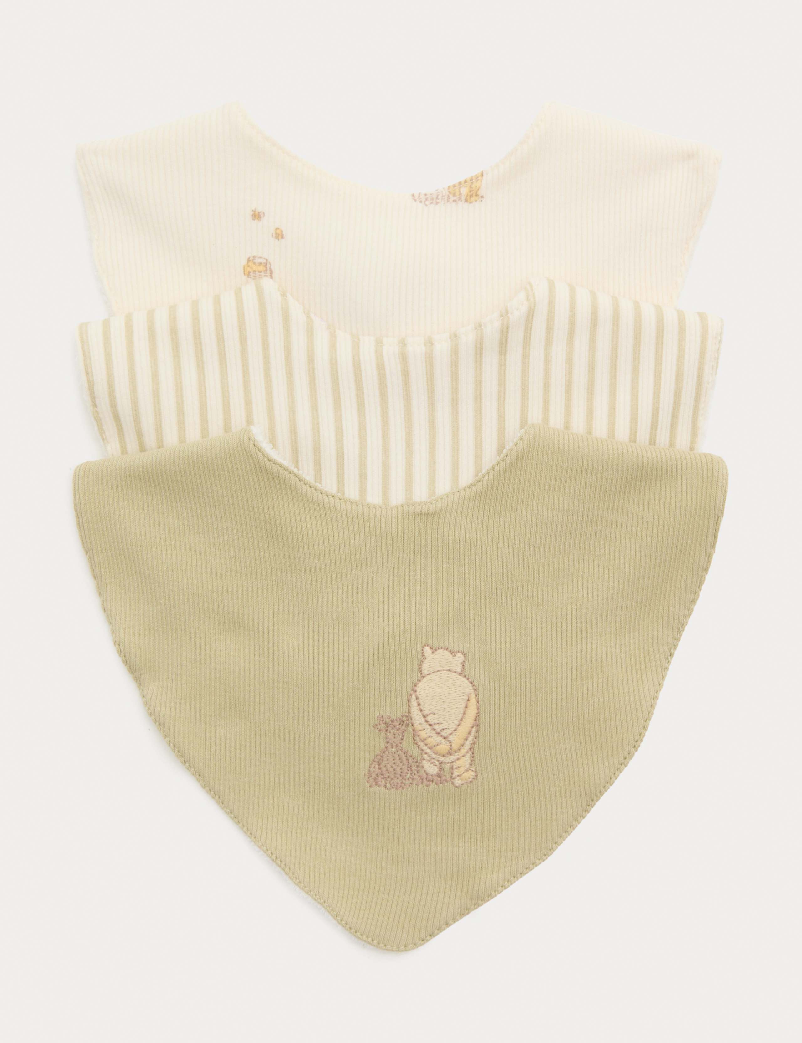 3 Pack Cotton Rich Winnie The Pooh™ Dribble Bibs 1 of 3