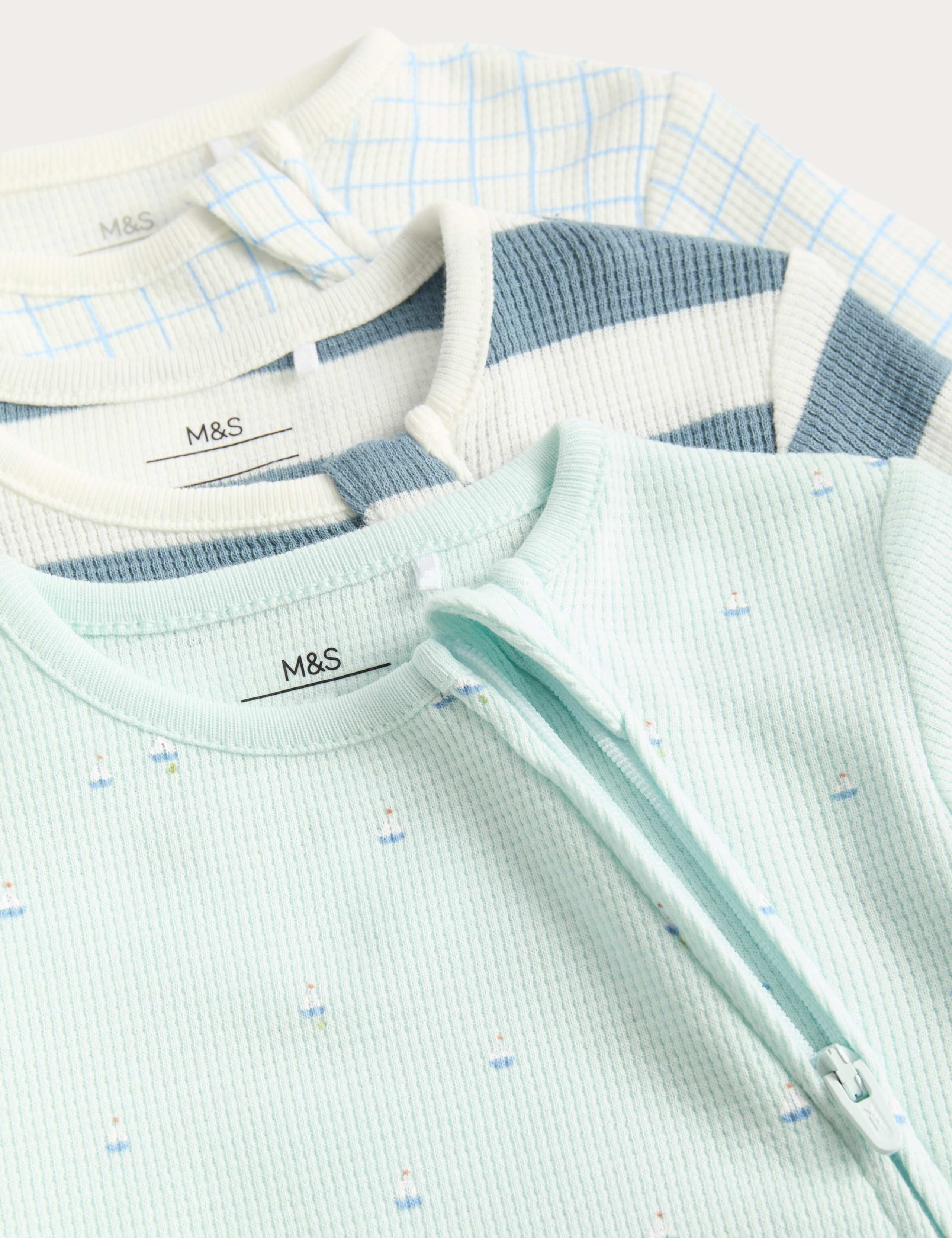 3 Pack Pure Cotton Nautical Sleepsuits  (6½lbs-3 Yrs) 2 of 3