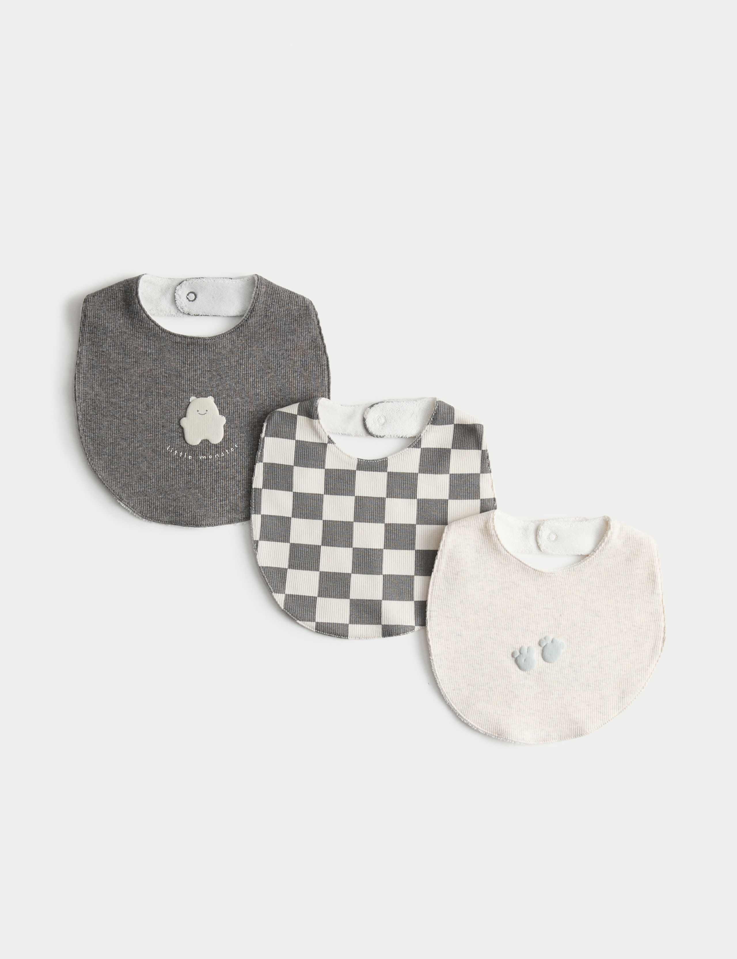 3pk Cotton Rich Printed Dribble Bibs 2 of 2