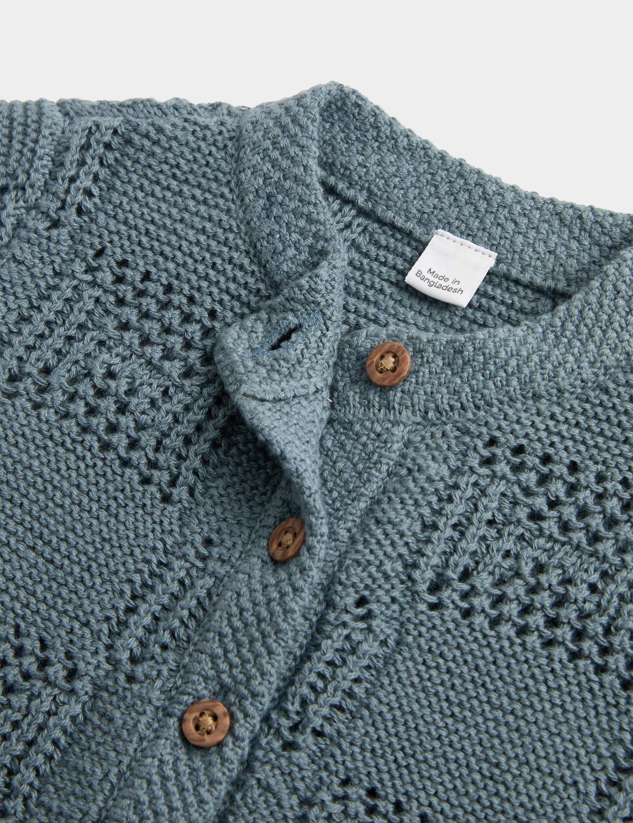 Pure Cotton Knitted Cardigan (7lbs-12 Mths) 2 of 2