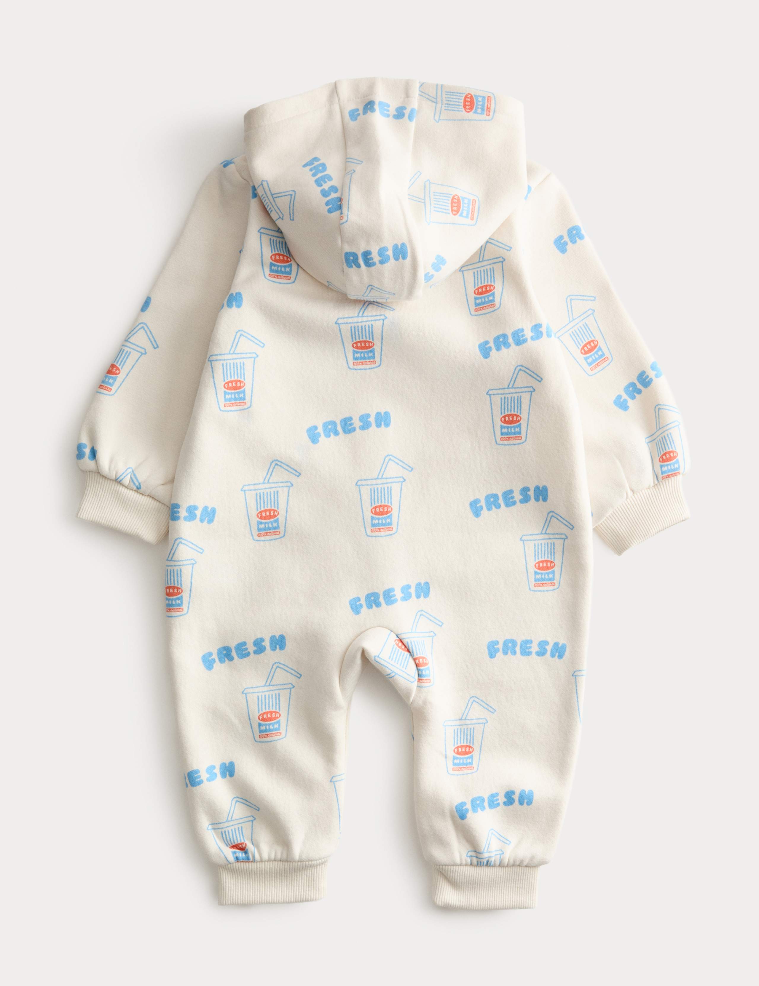 Cotton Rich Milkshake Print Hooded All in One (7lbs-3 Yrs) 2 of 4