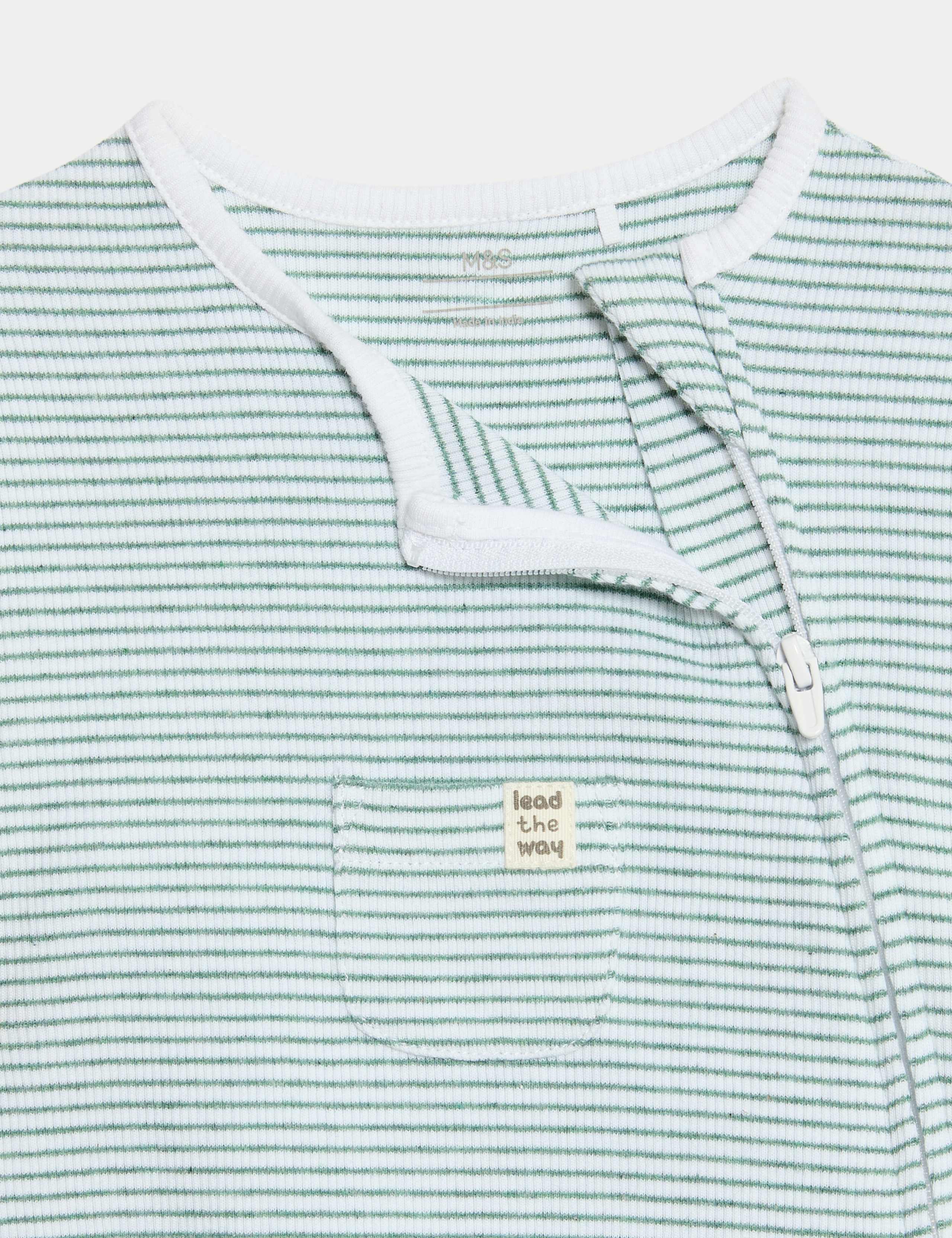 3 Pack Cotton Rich Zip Sleepsuits (6½lbs-3 Yrs) 2 of 3