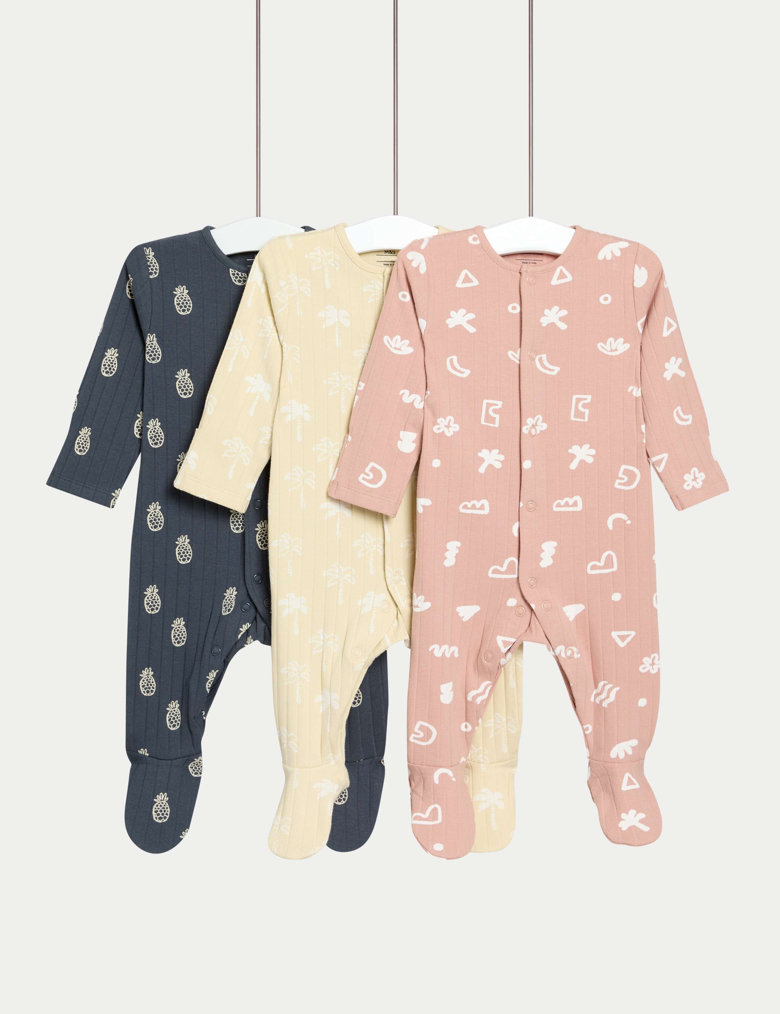 3 Pack Cotton Rich Printed Sleepsuits (0-3 Yrs) 1 of 1