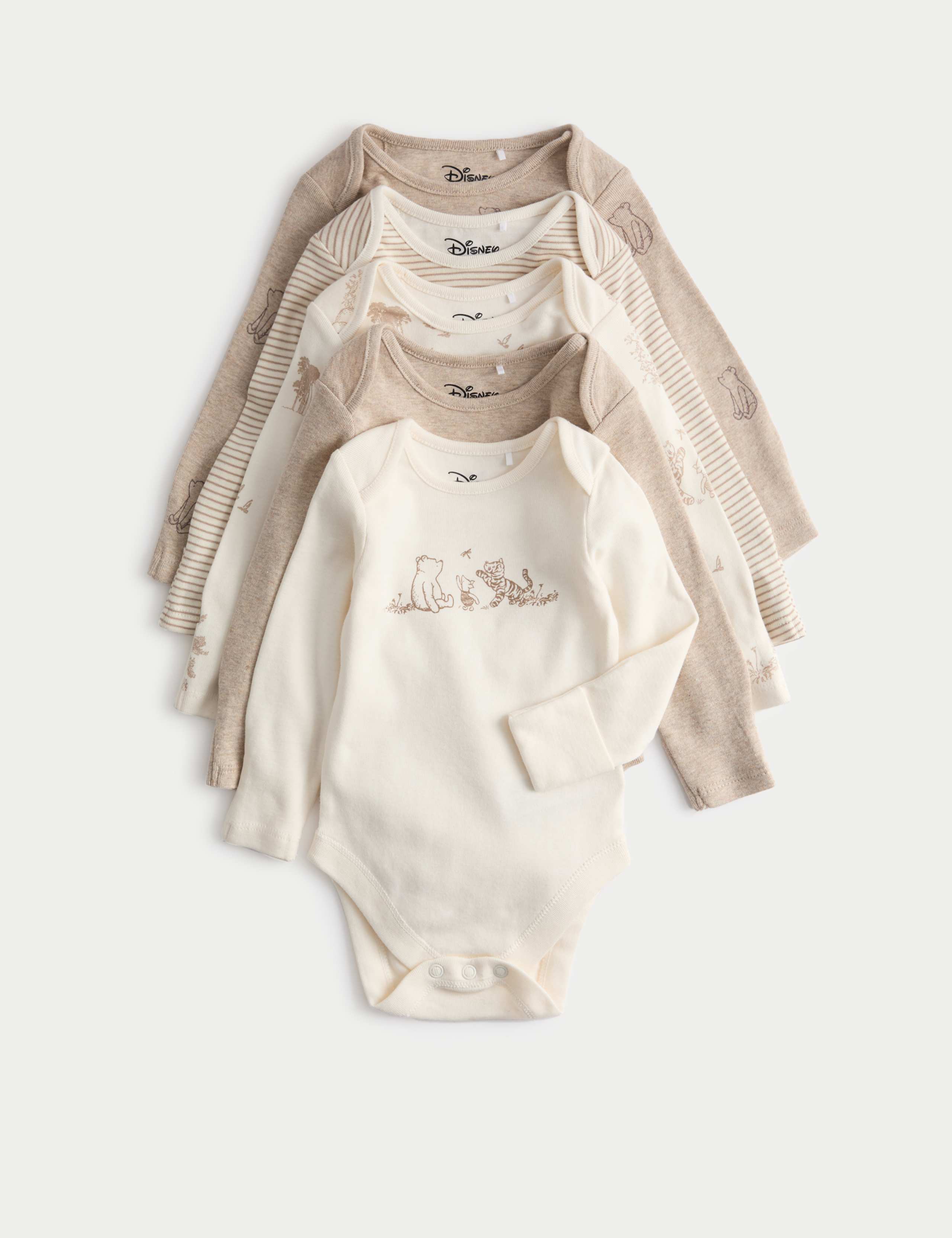 5 Pack Pure Cotton Winnie the Pooh™ Bodysuits (0-3 Yrs) 1 of 3