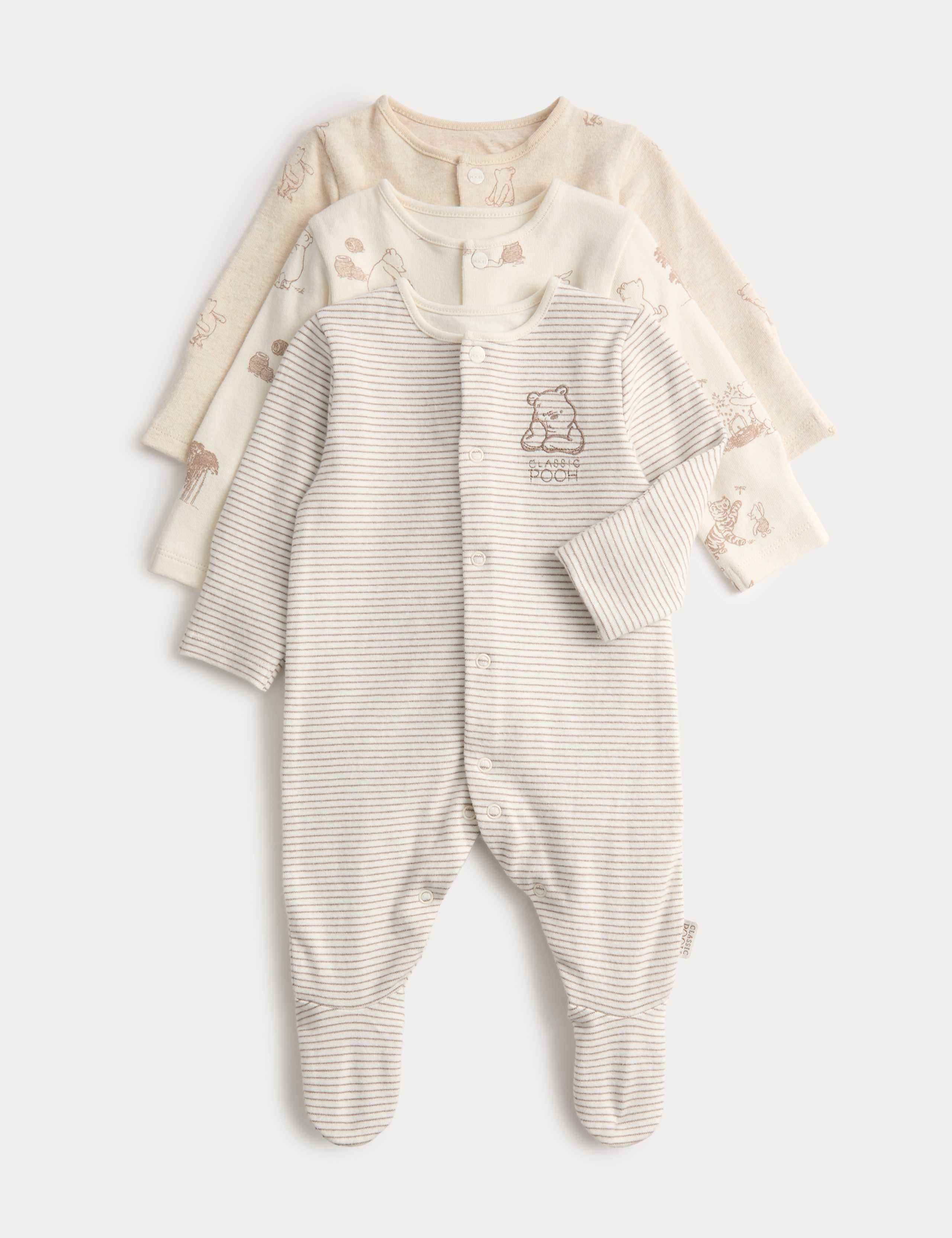 3 Pack Pure Cotton Winnie the Pooh™ Sleepsuits (0-3 Yrs) 1 of 3