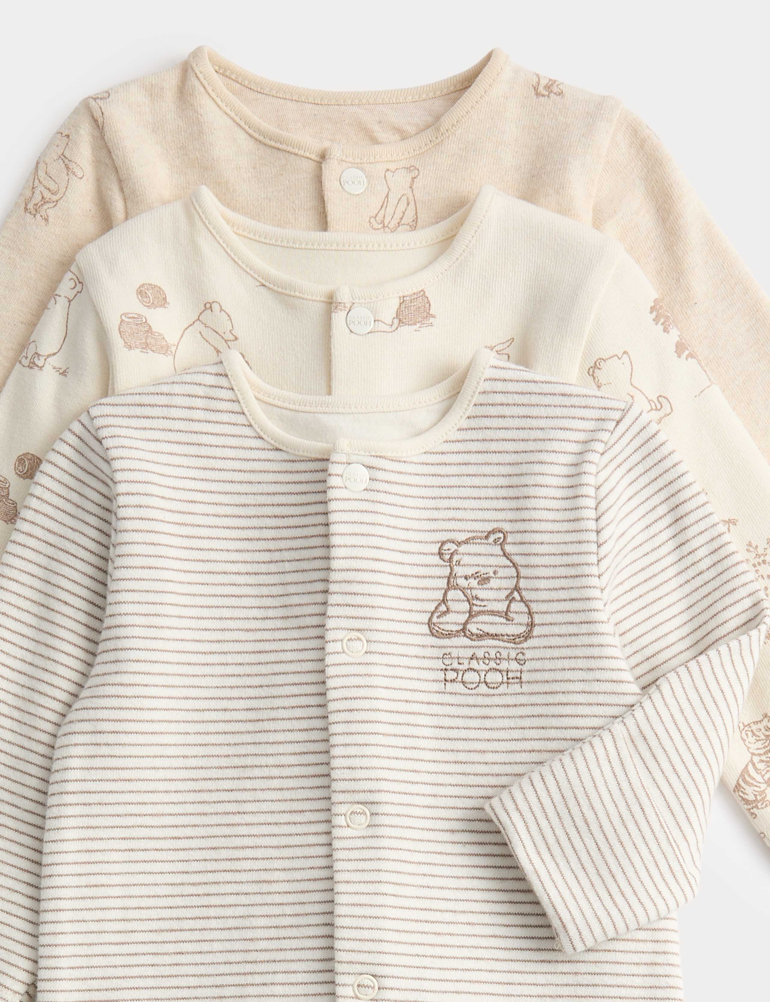3 Pack Pure Cotton Winnie the Pooh™ Sleepsuits (0-3 Years) 3 of 3