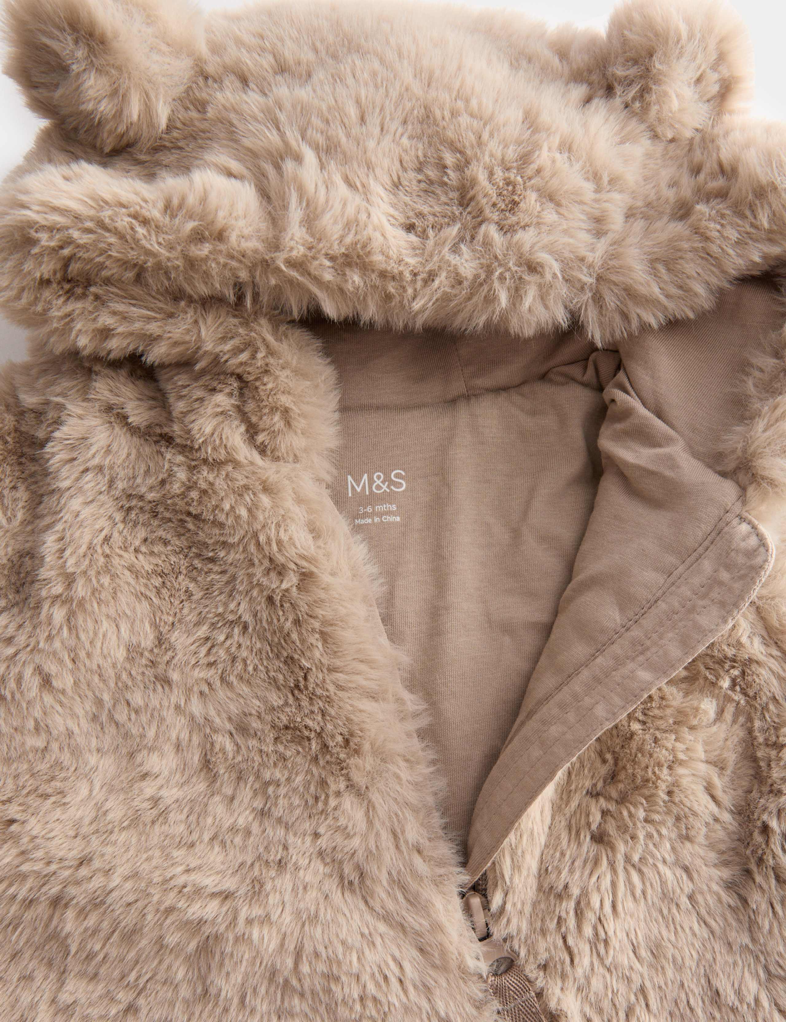 Faux Fur Hooded Pramsuit (0-12 Mths) 3 of 4