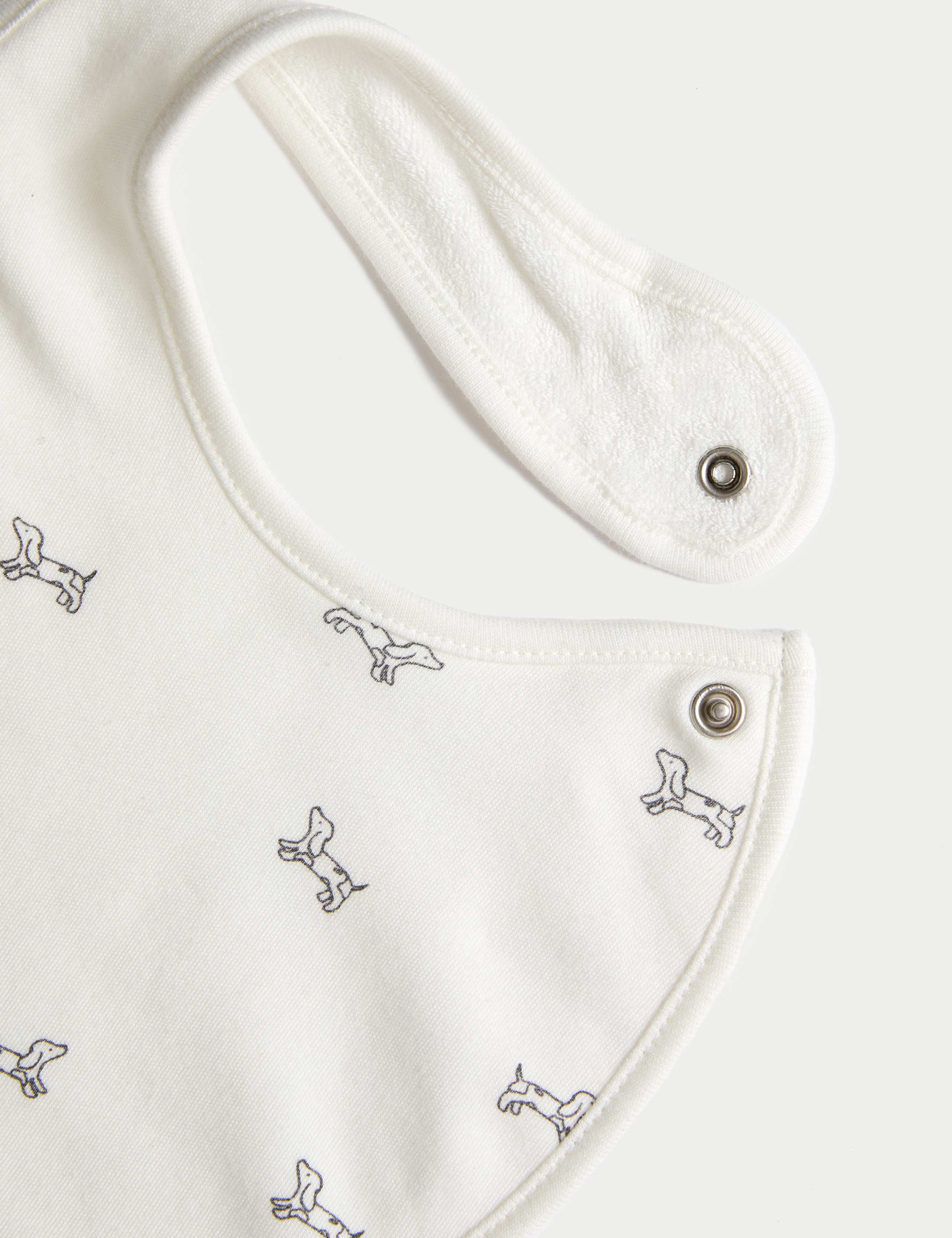 5pk Pure Cotton Dog Print Bibs 2 of 3
