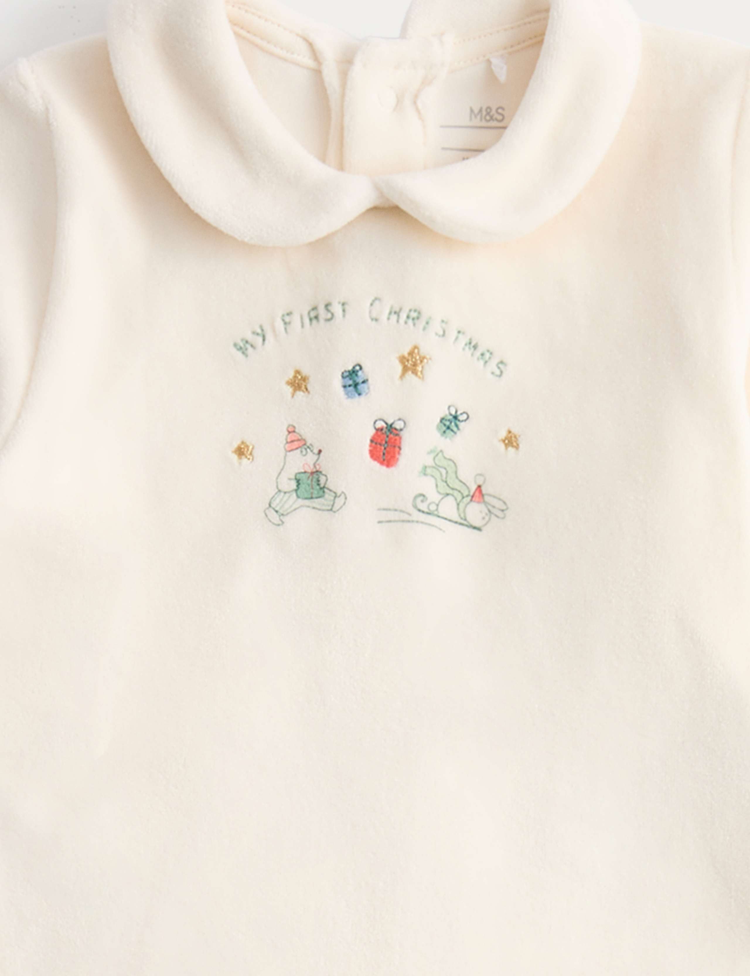 Cotton Rich Velour Sleepsuit (0-12 Mths) 4 of 4
