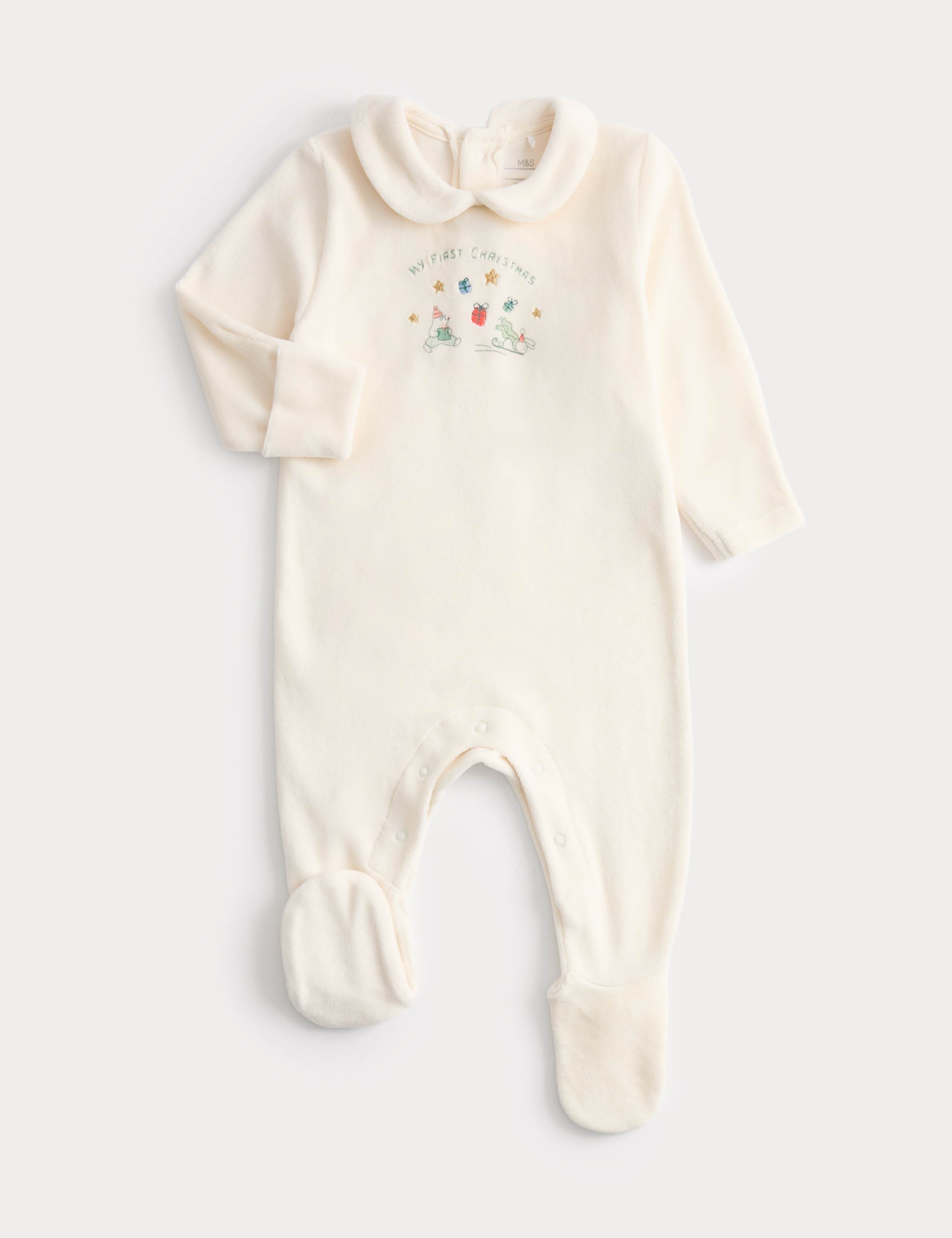My First Christmas Velour Sleepsuit (0-12 Mths) 1 of 4