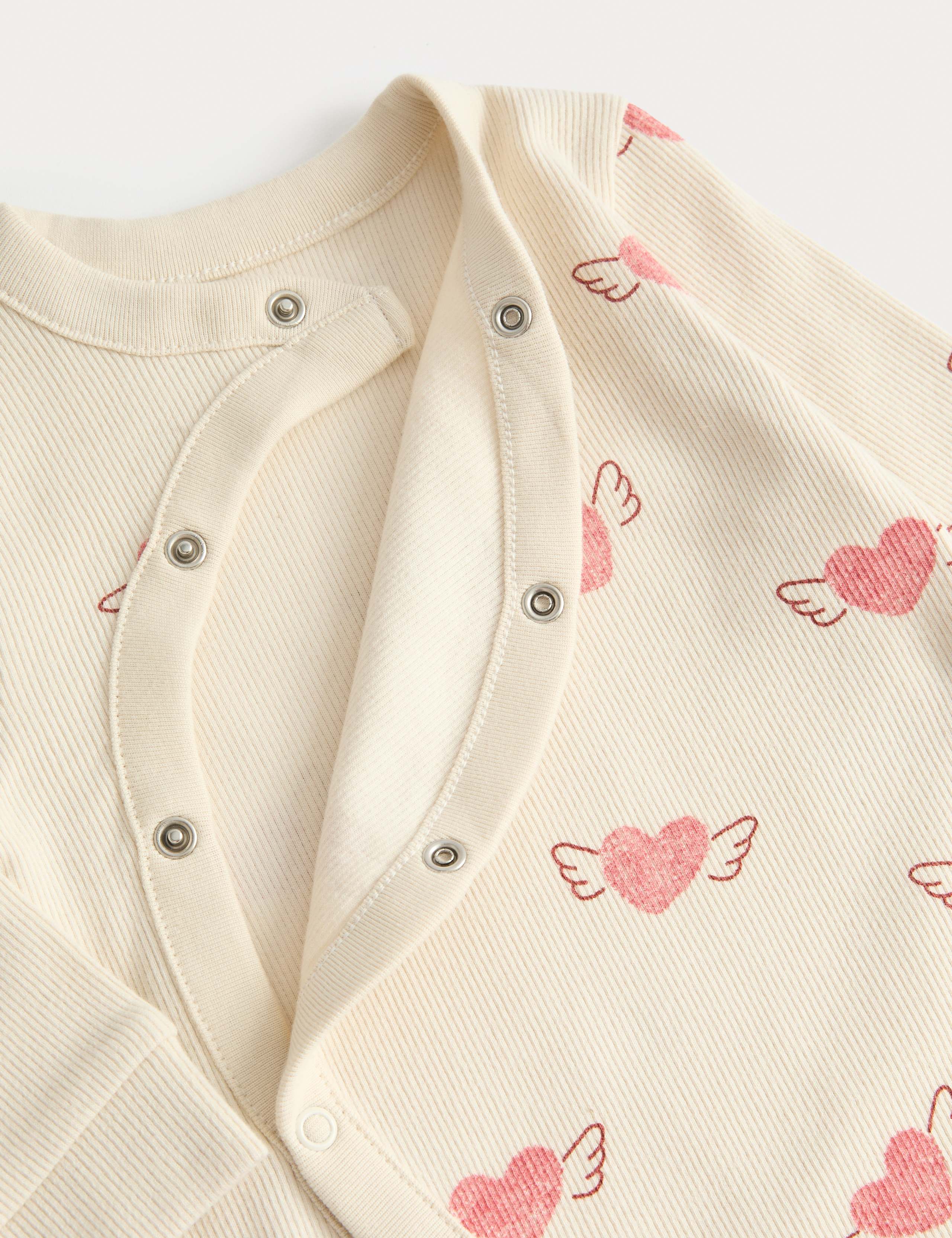 Cotton Rich Heart Print Sleepsuit (0 Mths-3 Yrs) 2 of 2