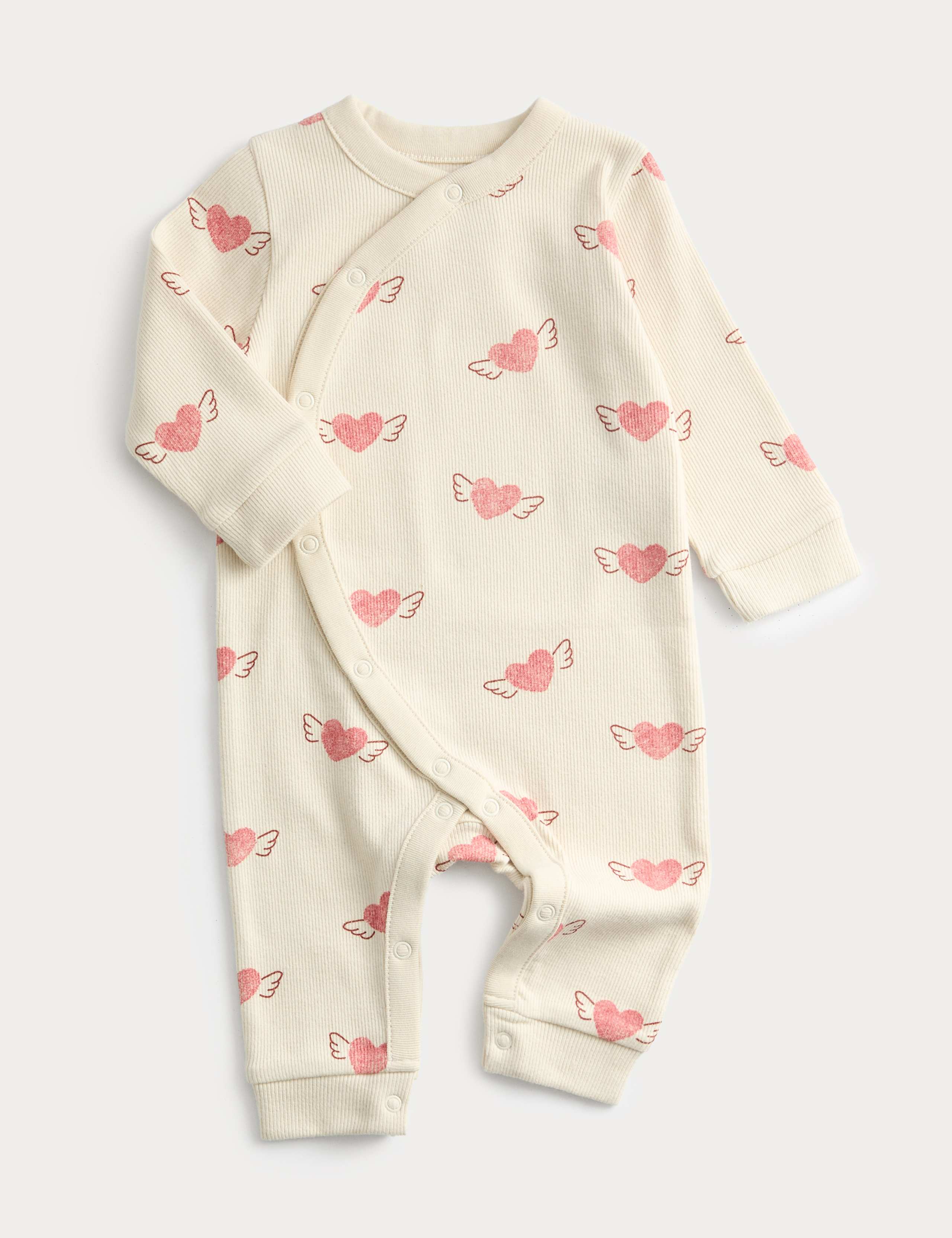 Cotton Rich Heart Print Sleepsuit (0 Mths-3 Yrs) 1 of 2